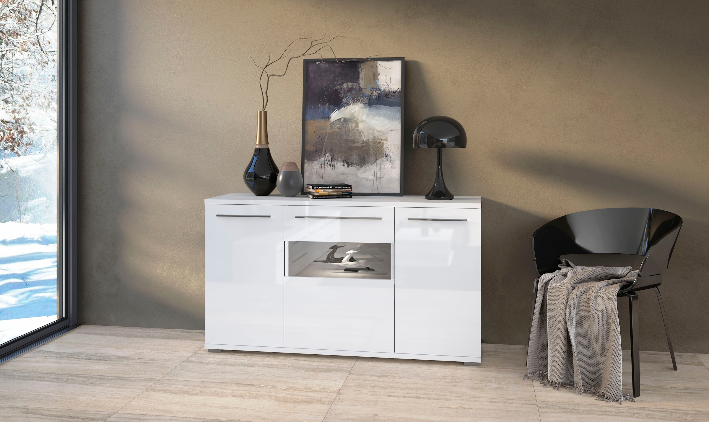 Places of Style Kommode "Piano", (H/B/T): 84,6/150/45,2cm), Hochglanz UV la günstig online kaufen