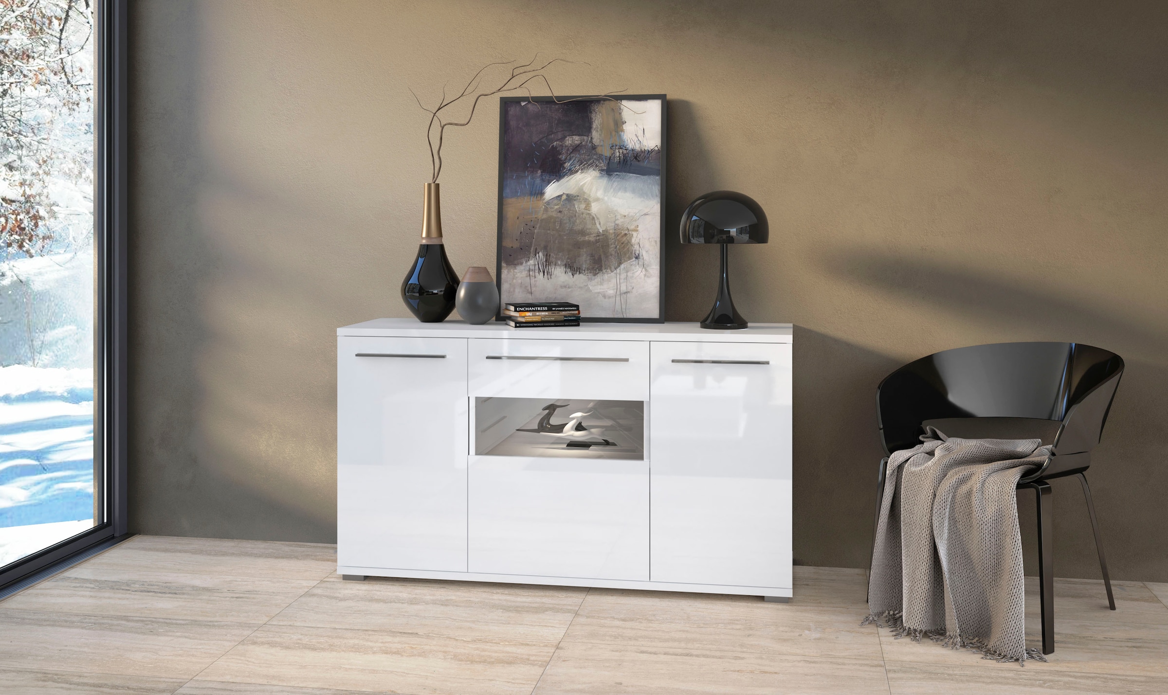 Places of Style Kommode "Piano", Hochglanz UV lackiert, Soft-Close Funktion