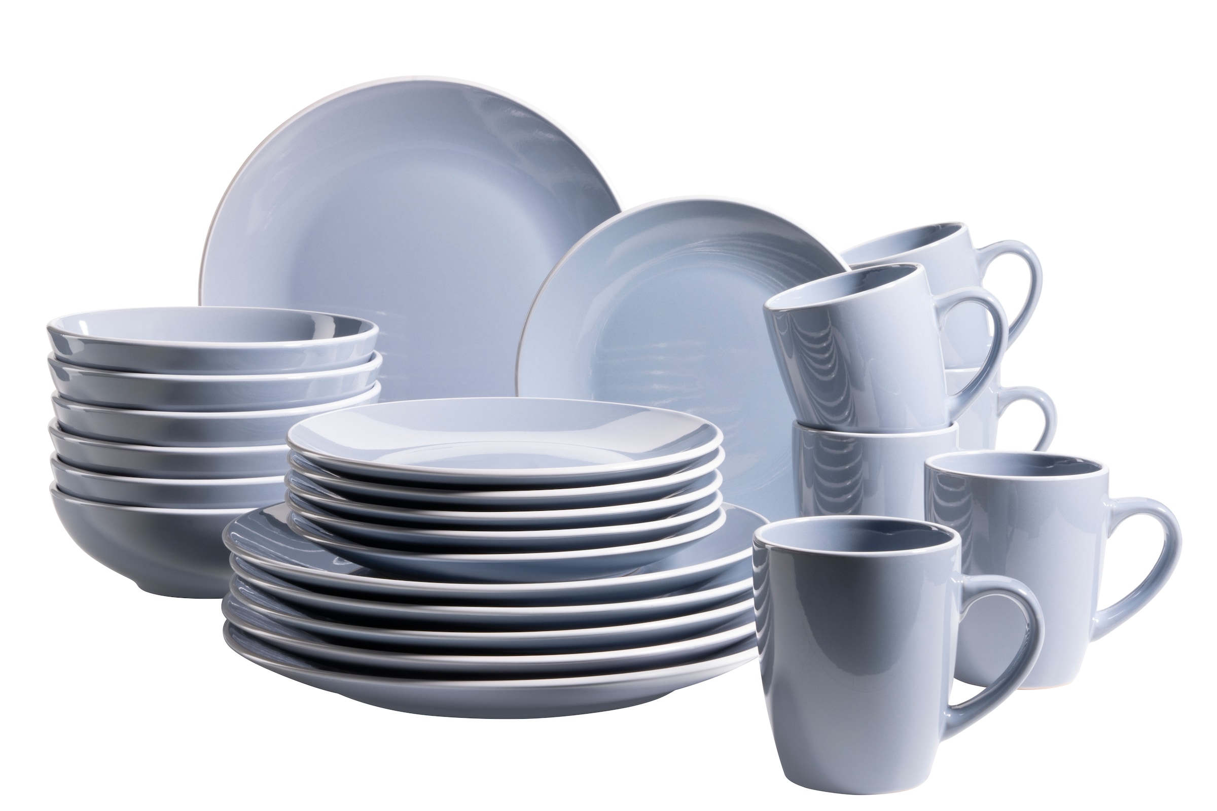 MÄSER Kombiservice "ELISSA, Geschirr-Set, Steinzeug", 24 Stk.blau, Geschirr-Sets