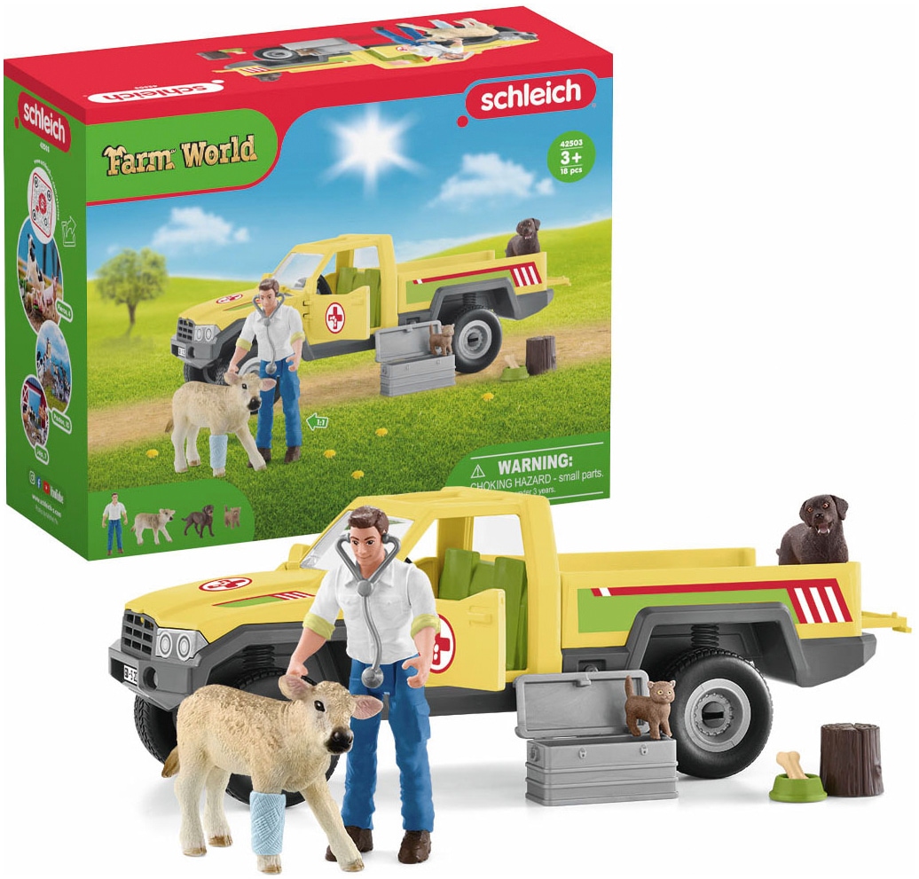 SCHLEICH Kinder Spielfigur "FARM WORLD, Tierarztbesuch auf dem Bauernhof (42503)"bunt, Kunststoff, Spielfiguren