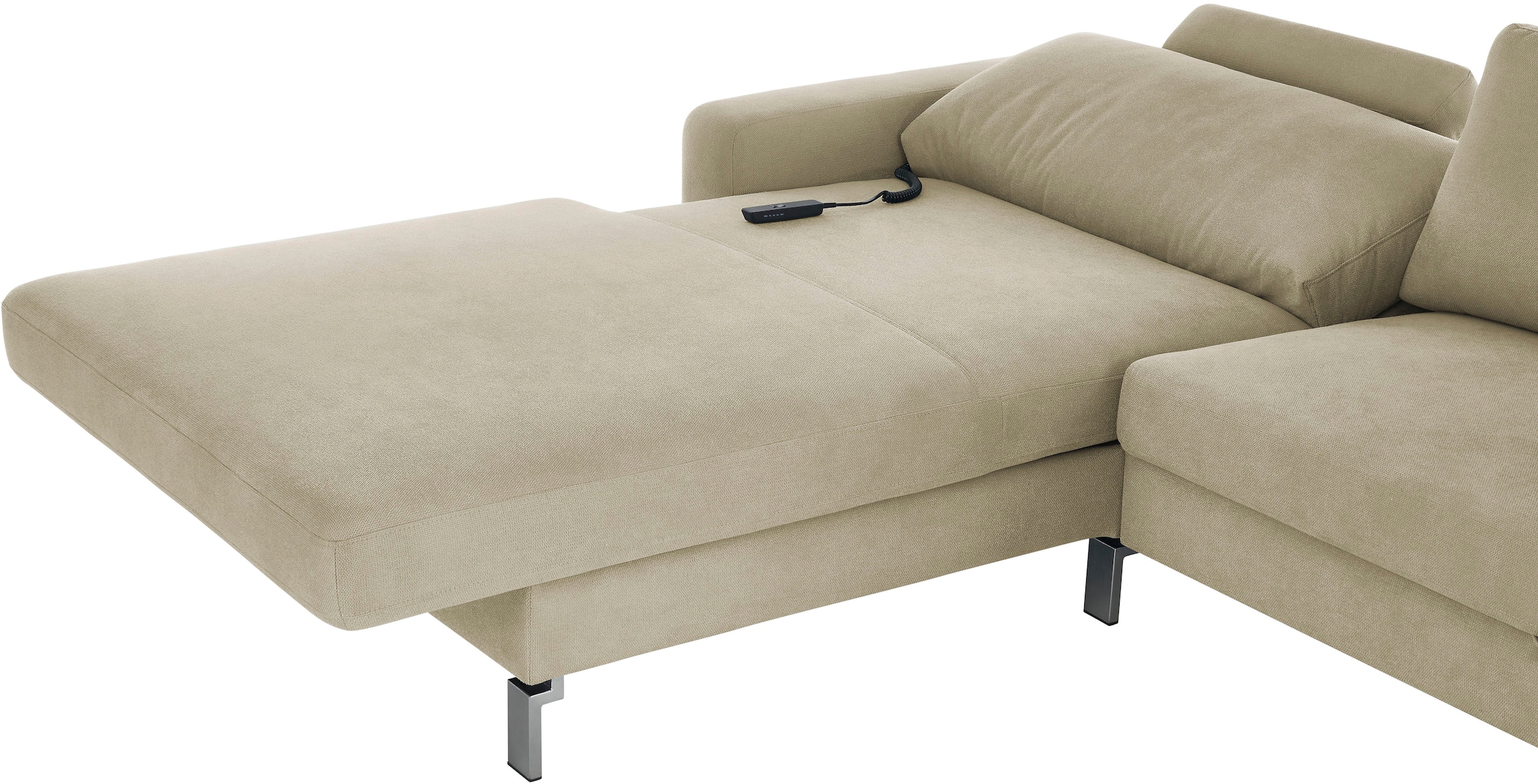 3C Candy Ecksofa »Lecce, wahlweise PUR-Schaumstoff oder Tonnentaschenfederkern«, Bett im 2,5-Sitzer, teilmotorische Schlaffunktion im Longchair, L-Form