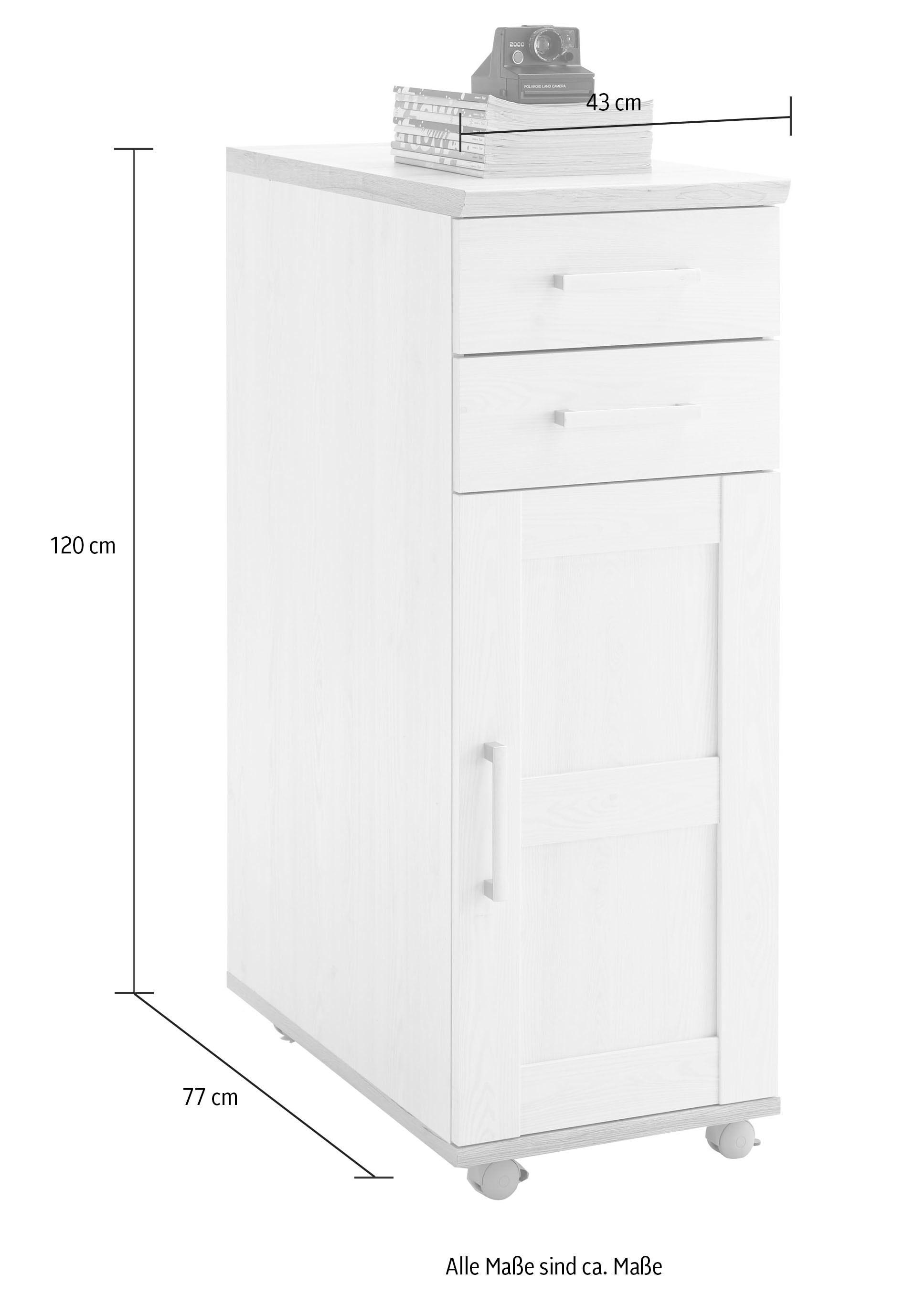 BEGA OFFICE Rollcontainer »Romance, 2 Schubladen & Tür«, Höhe von 120 cm  passend zu höhenverstellbarem Schreibtisch | BAUR