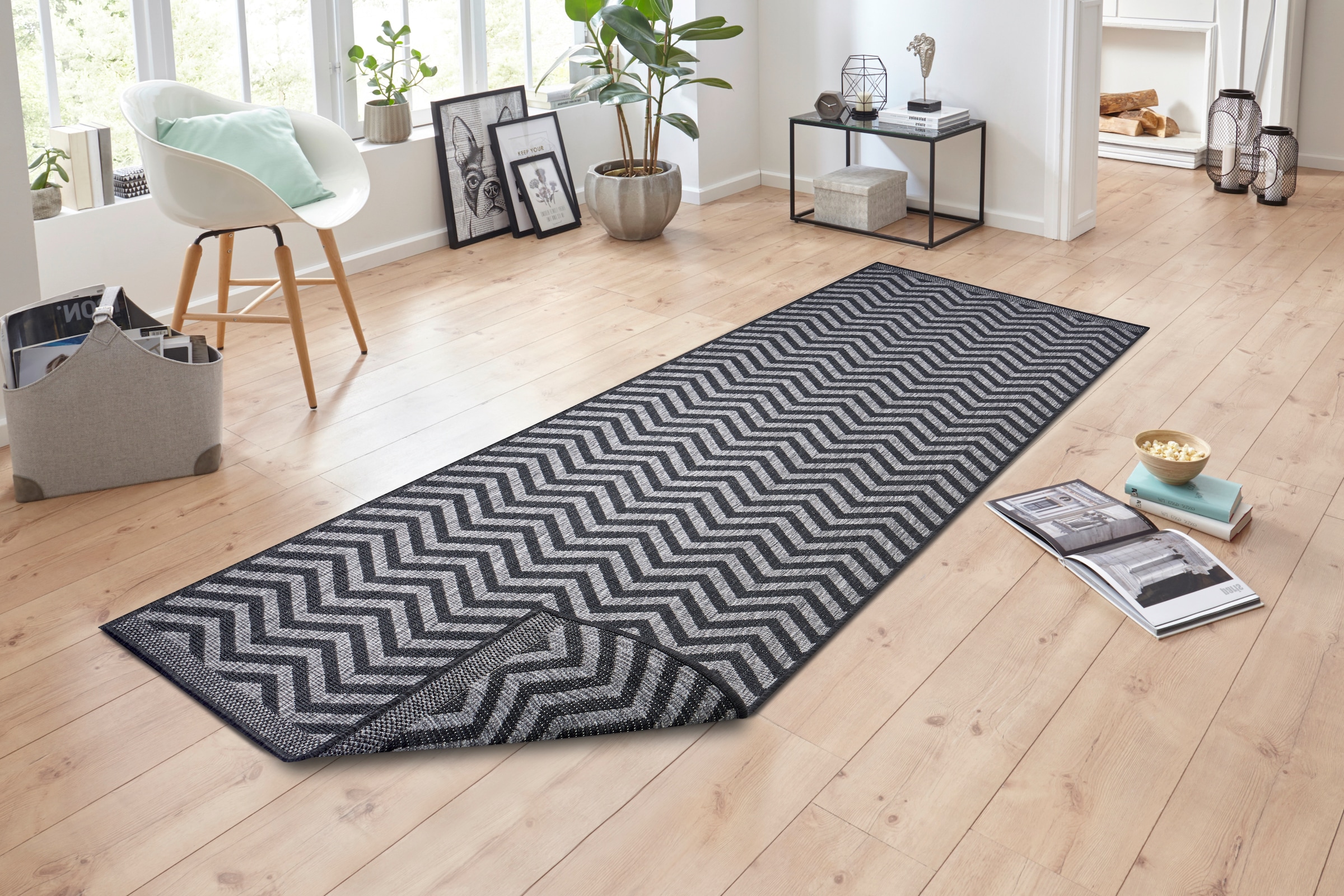 NORTHRUGS Teppich »Palma Wendeteppich«, rechteckig, 5 mm Höhe, In-& Outdoor, Wetterfest, Balkon, Läufer, Wohnzimmer, Wasserfest
