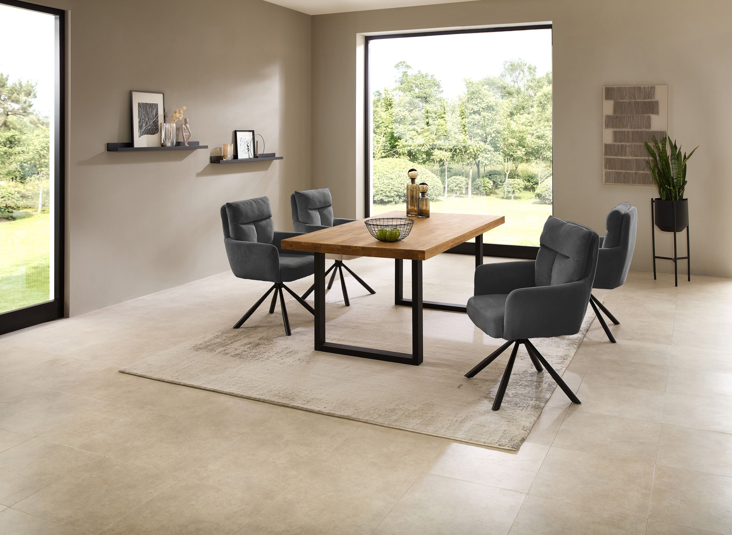 Stolkom Esstisch »Chris Esszimmertisch Eiche Massivholz, BxHxT 110x47x70 cm«, Gerade Kante, Industrial Style Eiche Massivholz
