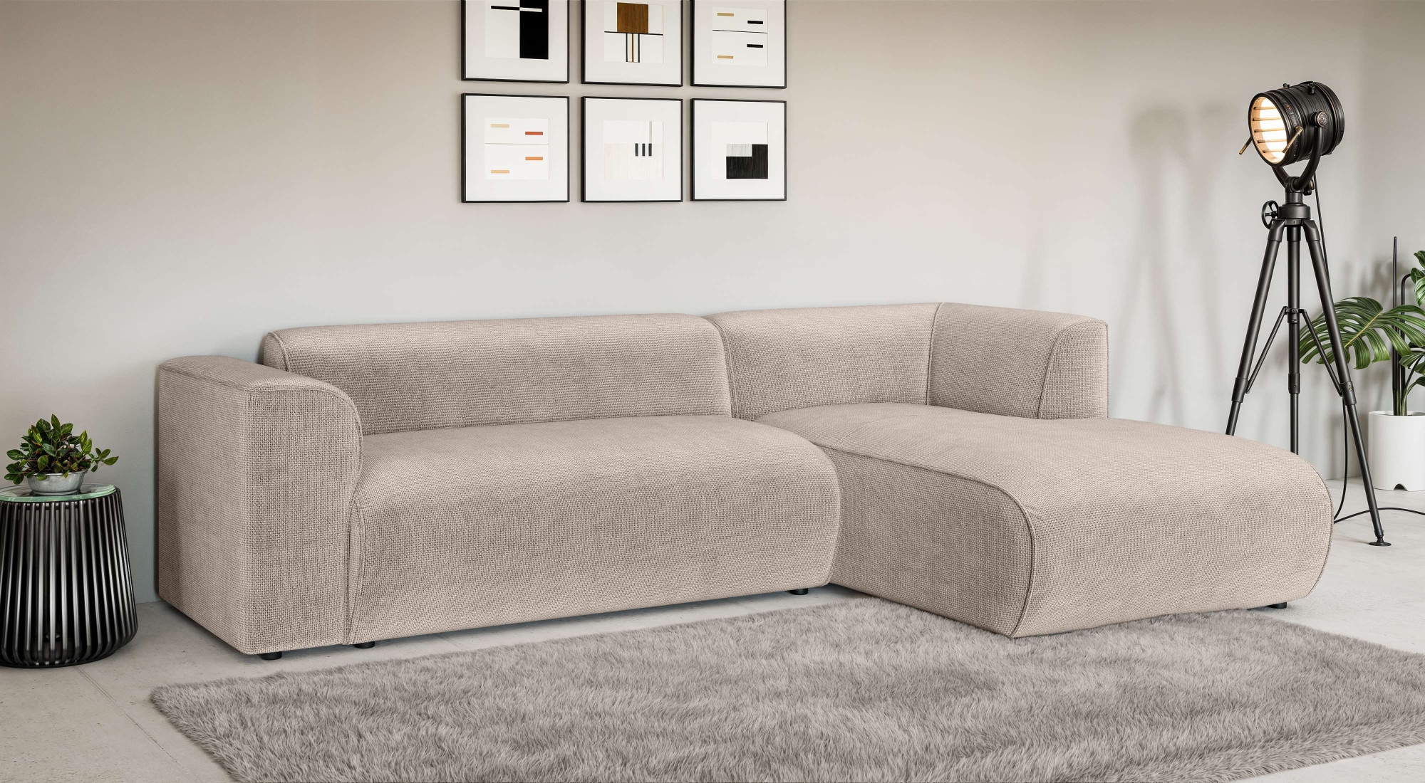 Ecksofa HOME AFFAIRE "GENTON L-Form (257 cm), zeitlos & stilvolles Design", beige, B:257cm H:78cm T:161cm, 100% Polyester, Sofas, Ecksofa, Aufwendig gepolstert, in Cord, Chenille und Struktur 4