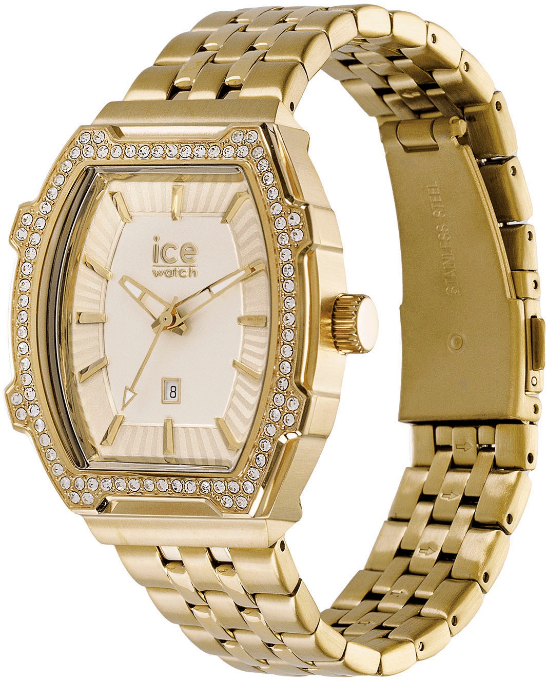 ice-watch Quarzuhr »ICE boliday - Full steel - Small - 3H + Date«, Armbanduhr, Damenuhr, Edelstahlarmband, Datum, analog