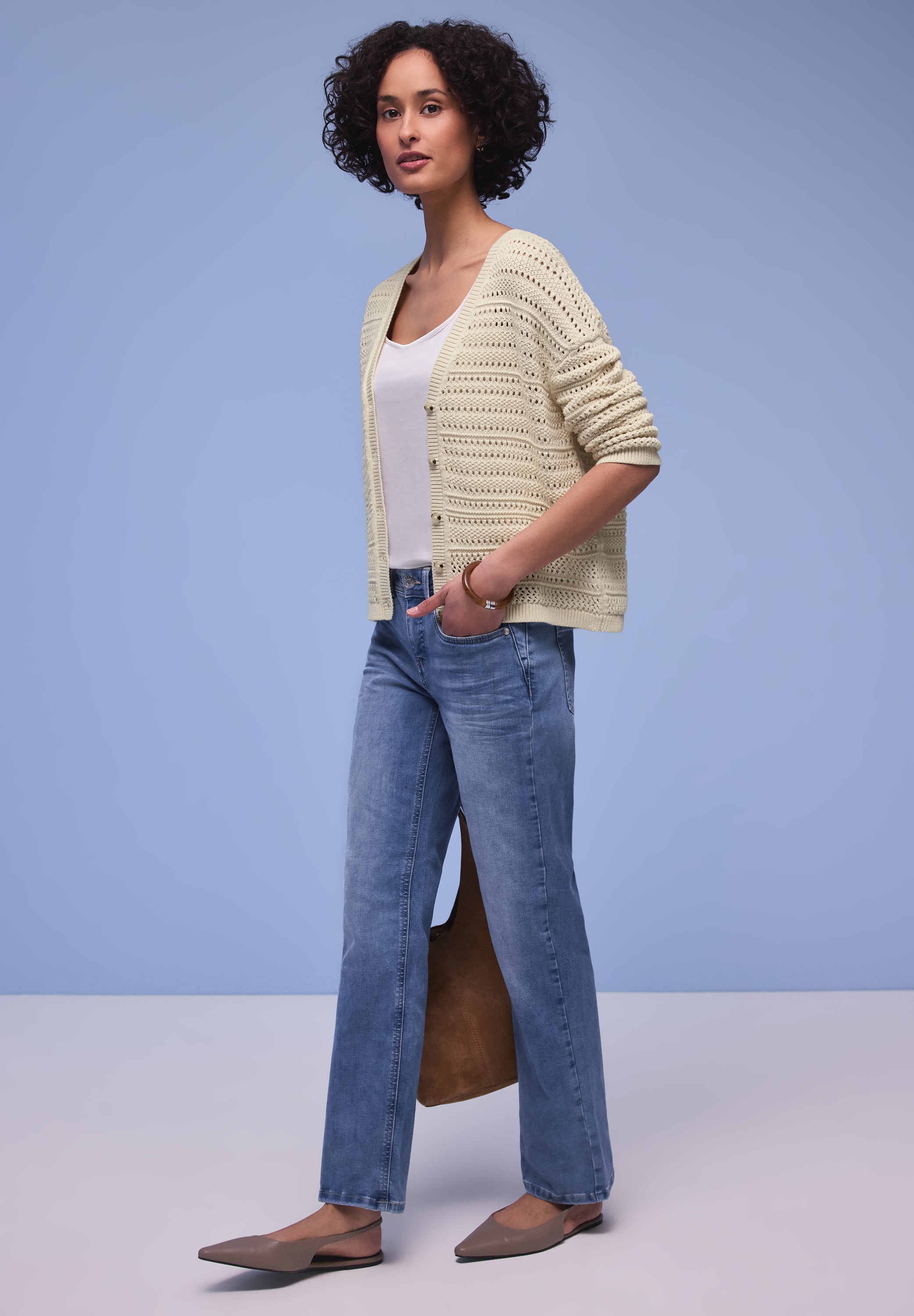 STREET ONE Cardigan Struktur-Cardigan mit feinem Lochmuster