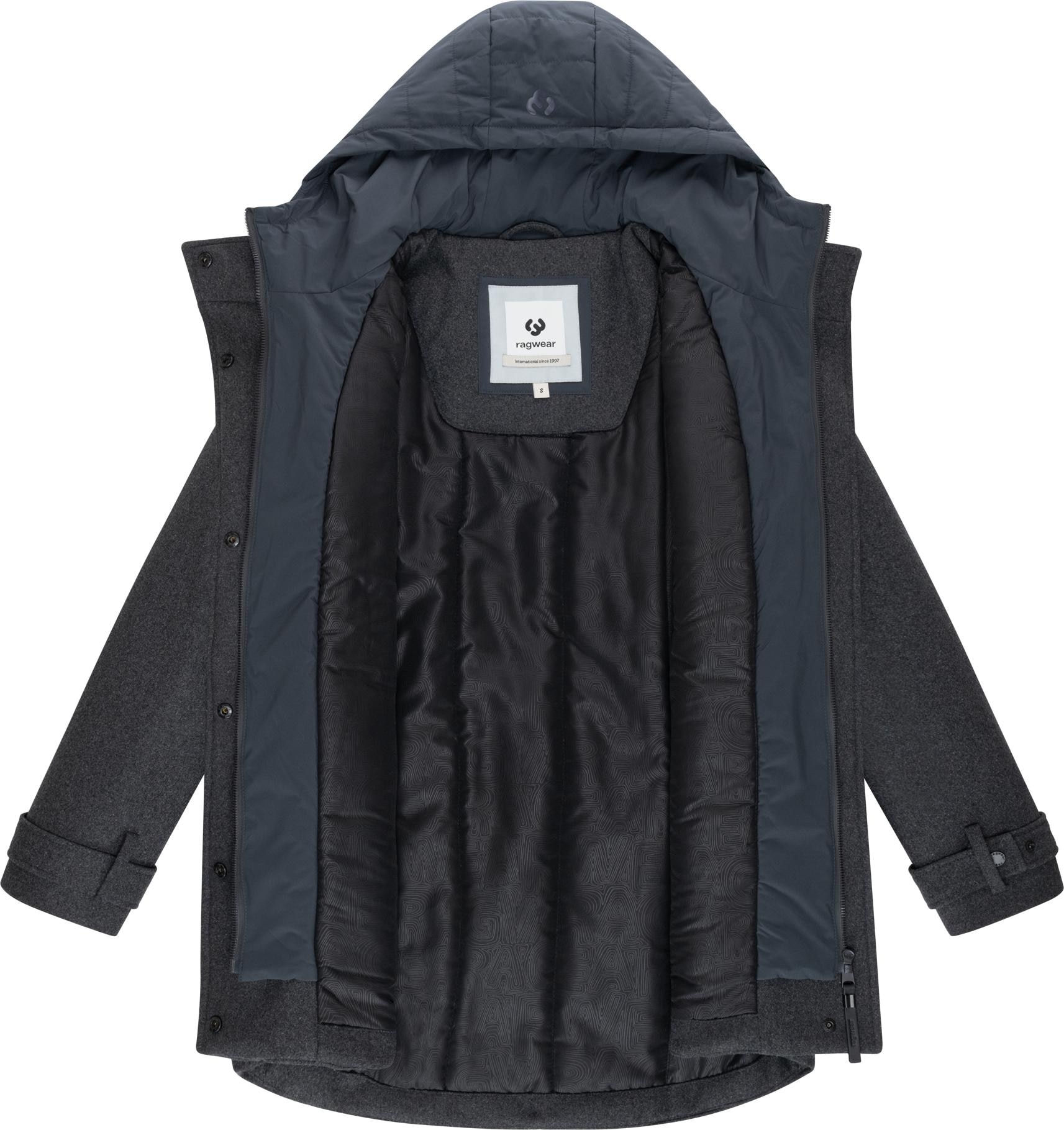 Ragwear Wintermantel »Petuja Felt YOUMODO« Klassischer Damen Kurzmantel mit Kapuze