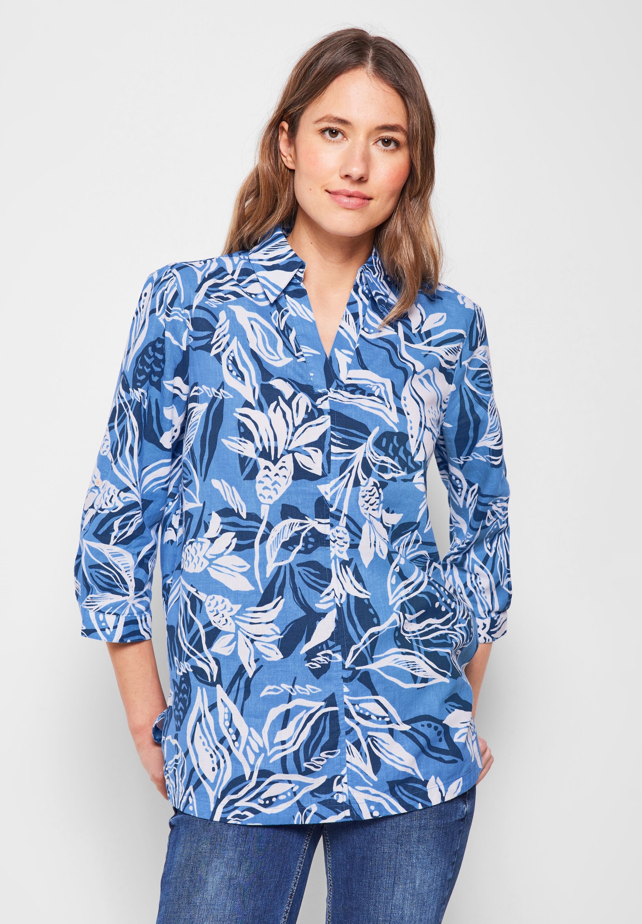 Longbluse, mit allover Blumenprint