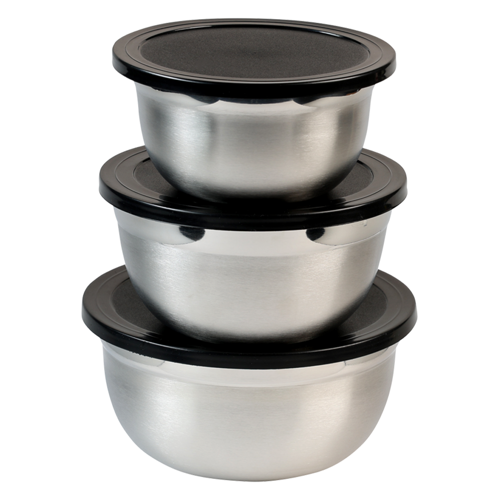 KESPER® Servierschüssel »3er Set, Rührschüssel, mit Deckel« 3 aus Edelstahl mit Deckel