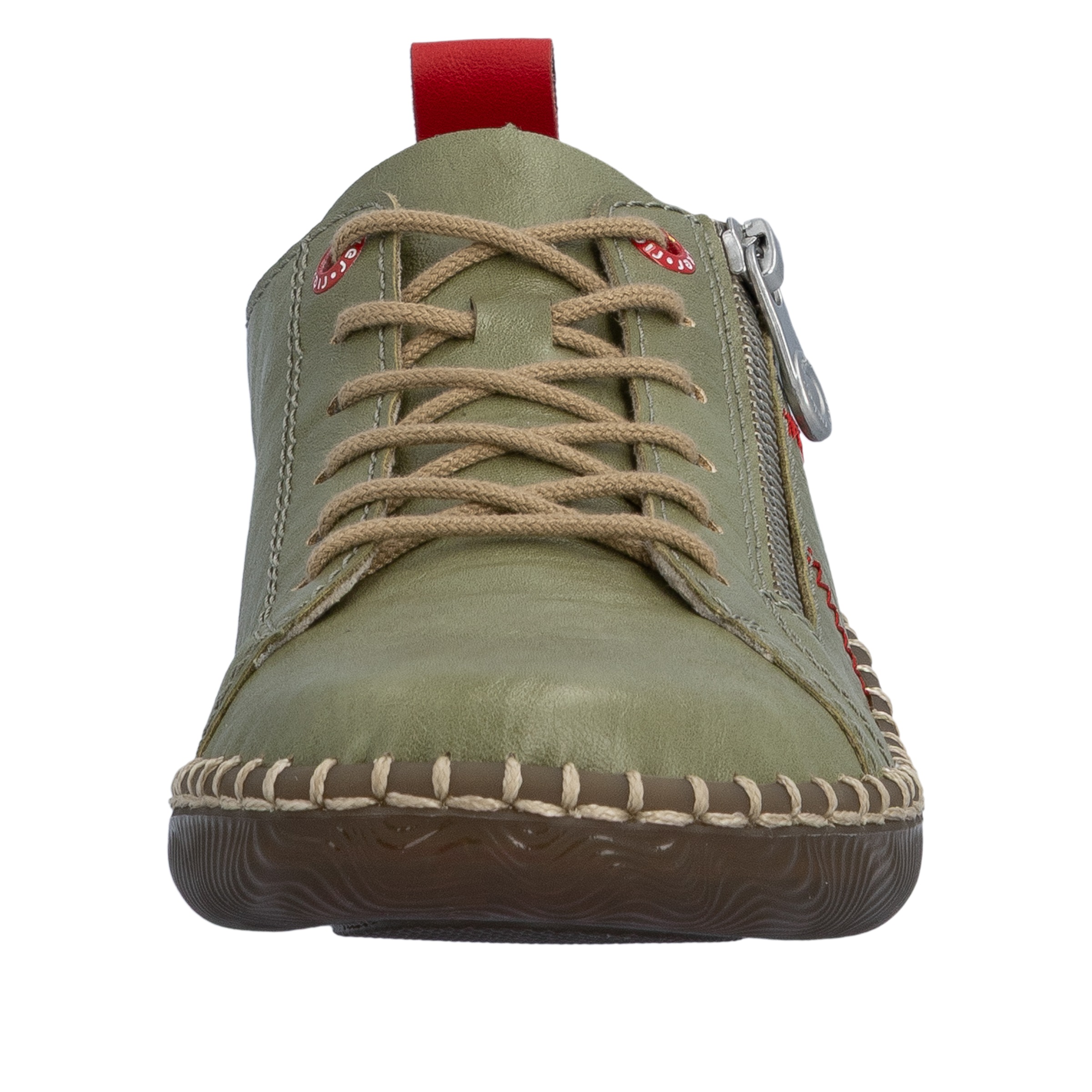 Sneaker RIEKER, Damen, Gr. 42, dunkelgrün, Lederimitat, Schuhe Sneaker, Casual-Sneaker, Halbschuh, Schnürschuh mit Ziernaht 3