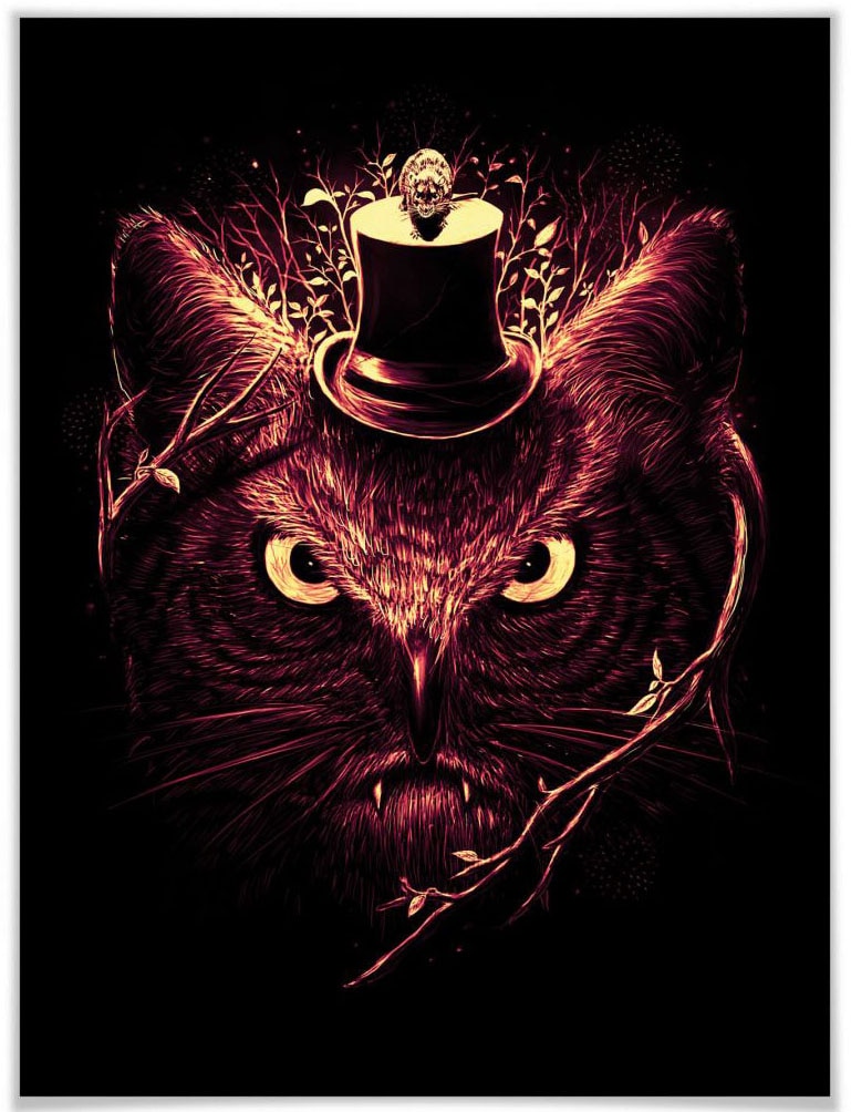 Wall-Art Poster »Nicebleed (1 bestellen | Magie«, Tiere, Eule Meowl Poster, Wandposter Wandbild, BAUR Bild, St.), Katze