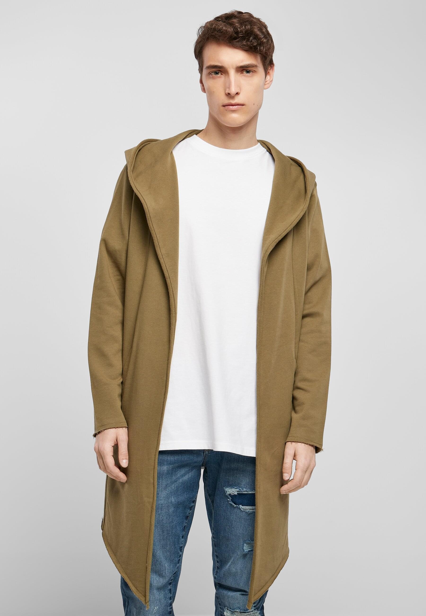 URBAN CLASSICS Strickfleecejacke »Urban Classics Herren Long Hooded Open Edge Cardigan«, (1 St.), mit Kapuze