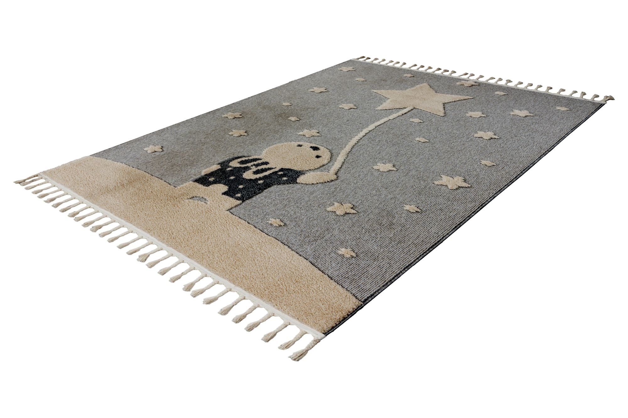 Kinderteppich KAYOOM "Modena 418", grau, B:160cm H:11mm L:230cm, Polypropylen, Teppiche, Kinderteppich, auch in rund, Kurzflor, Hoch Tief, mit Fransen 2
