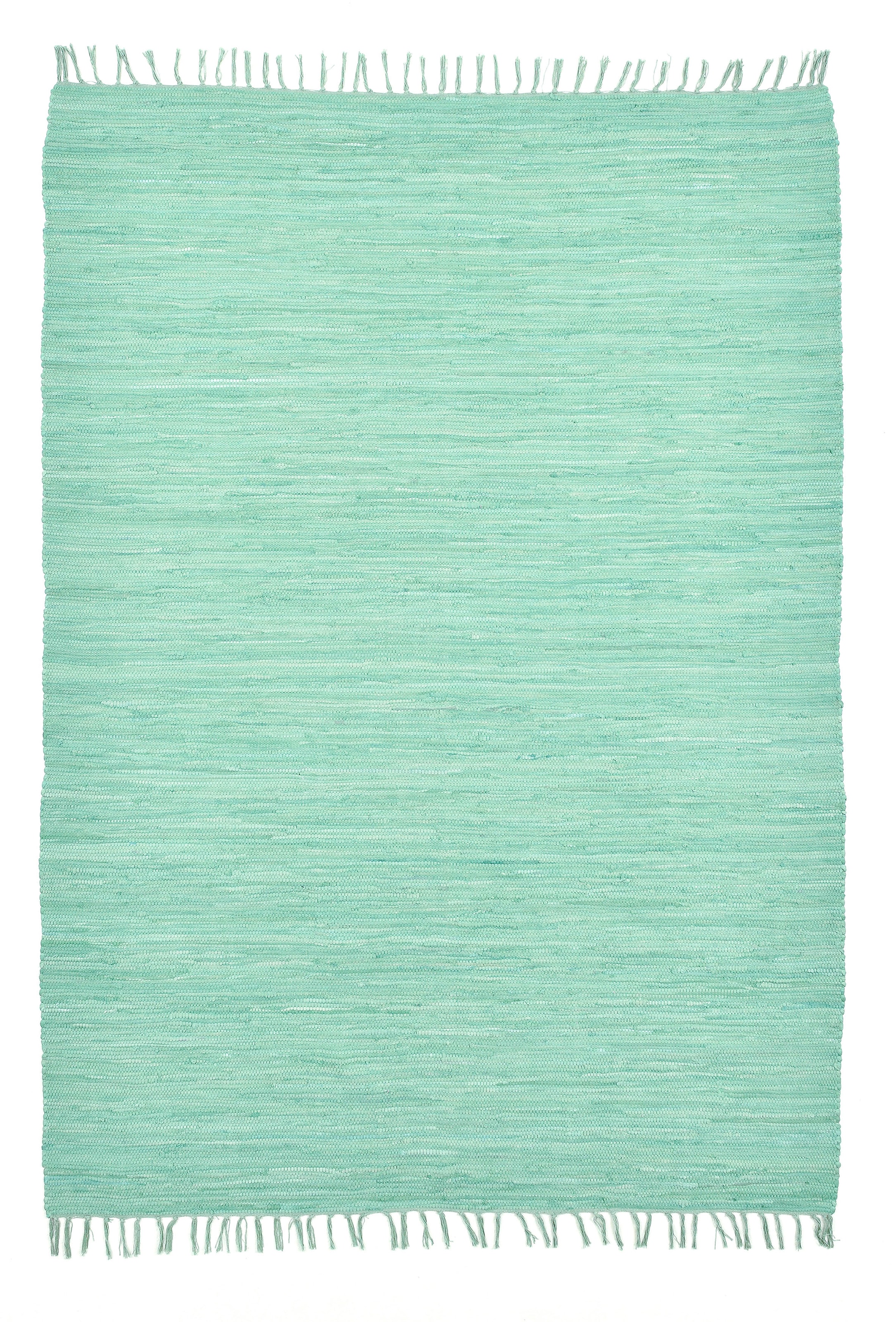 Teppich mit Handweb | BAUR reine handgewebt, THEKO Teppich, »Happy Fransen Cotton«, rechteckig, Flachgewebe, Baumwolle,