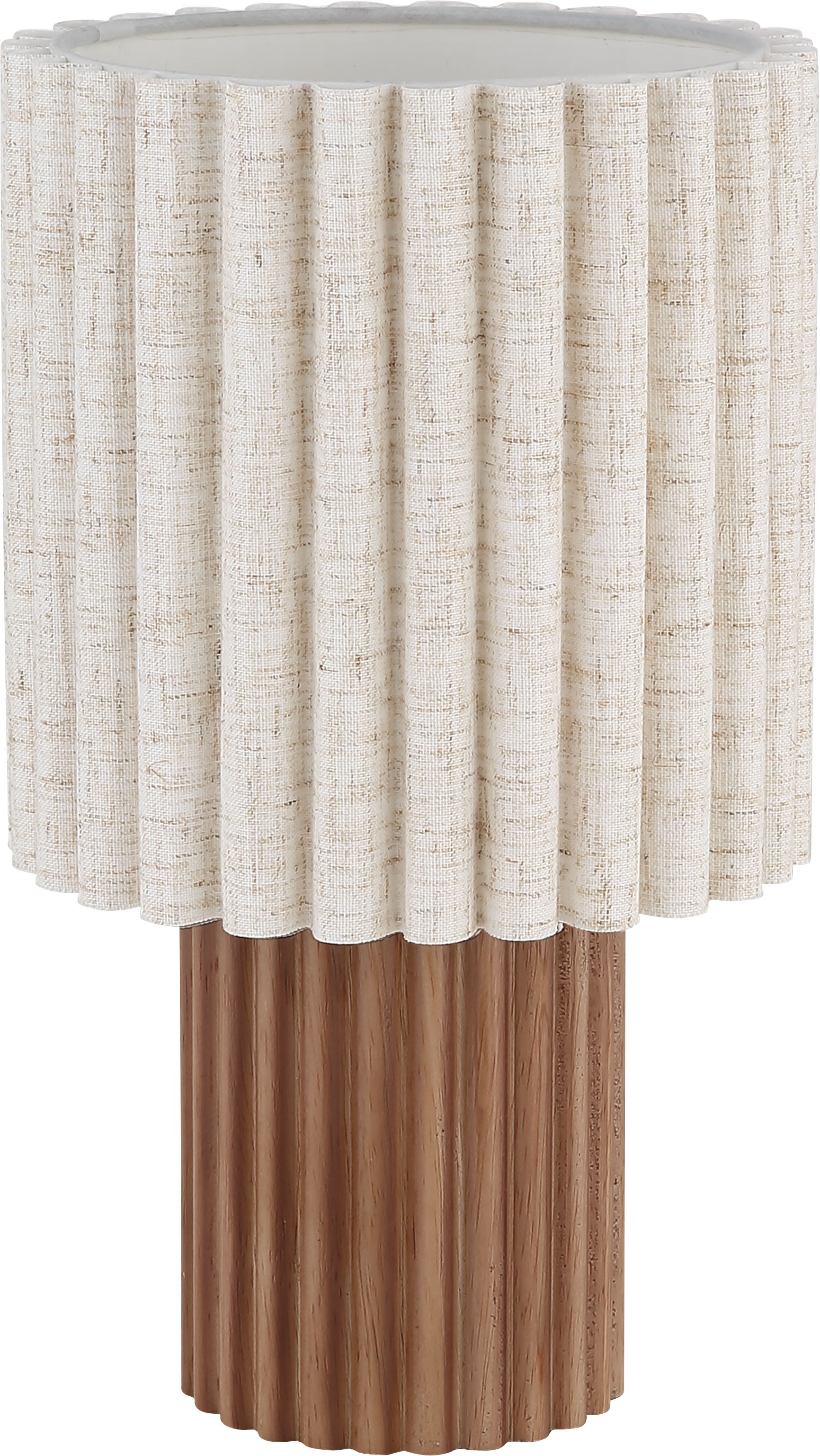 GLOBO LIGHTING Tischleuchte »JANNIE« E27 1 Stk. Holz-Tischleuchte, Leinen-Schirm, Wippschalter, E27, Ø180mm