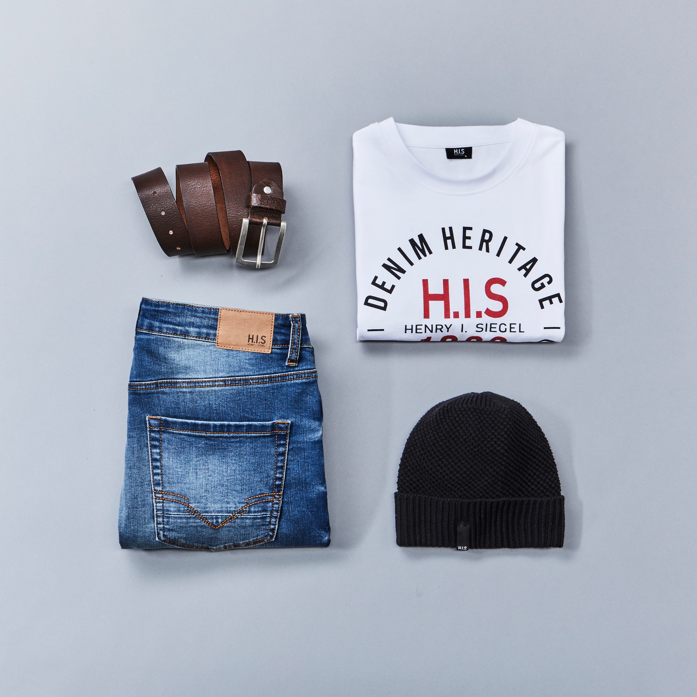 H.I.S Rundhalsshirt, Kurzarm, schmale Passform, mit Print, Rundhals, aus Baumwolle