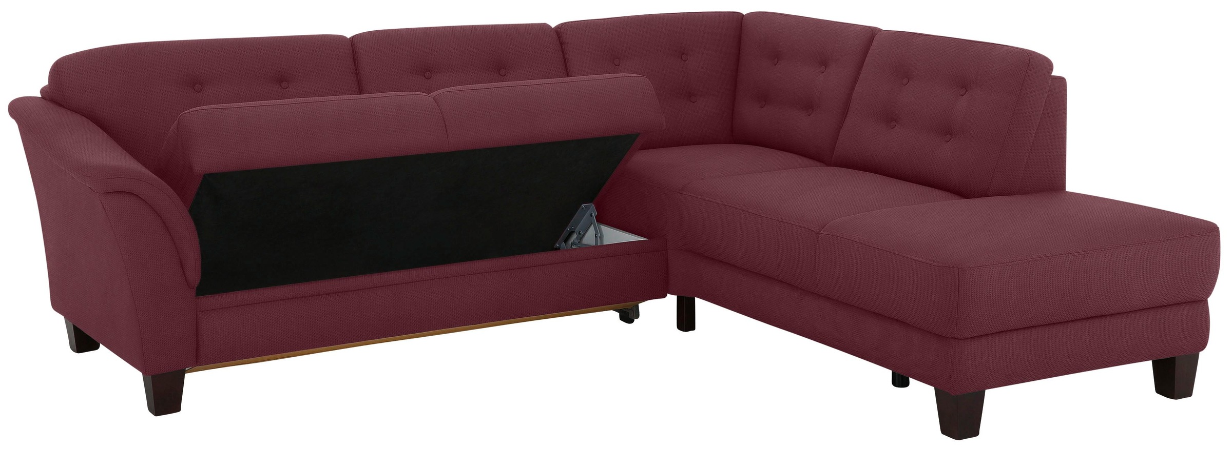 Home affaire Ecksofa »Trondheim L-Form«, mit Federkern und Knopfheftung im Rücken, Füße Buche dunkel