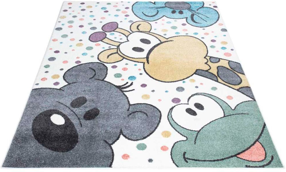 Carpet City Kinderteppich »ANIME913«, rechteckig, Kinderzimmer Teppich Modern mit Mond, Blumen, Wolken, Creme, Multi