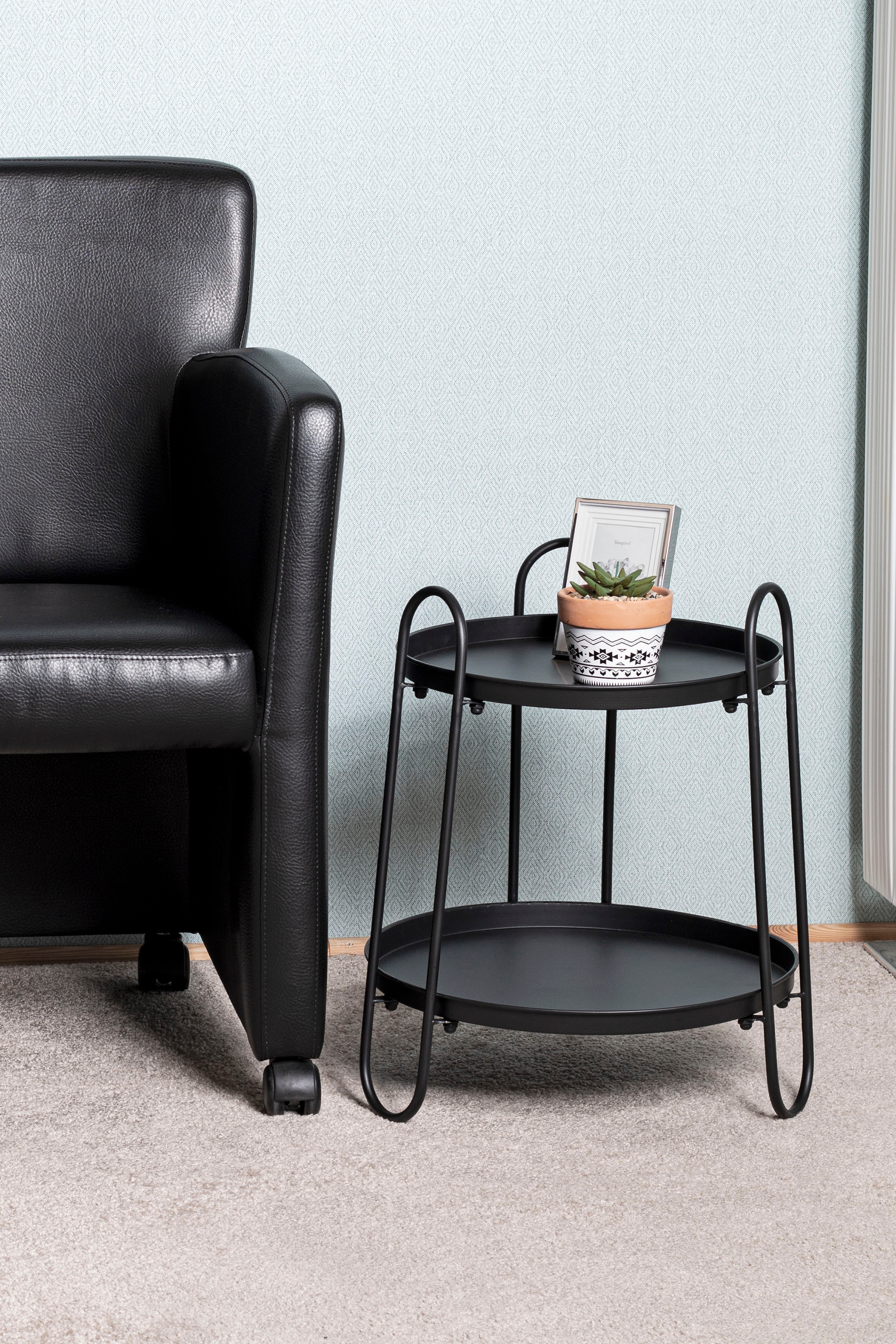 HAKU Beistelltisch "Sofatisch, Wohnzimmertisch" 1 Stk. tlg. rund - aus Metall Schwarz - Ø/H 43/50 cm
