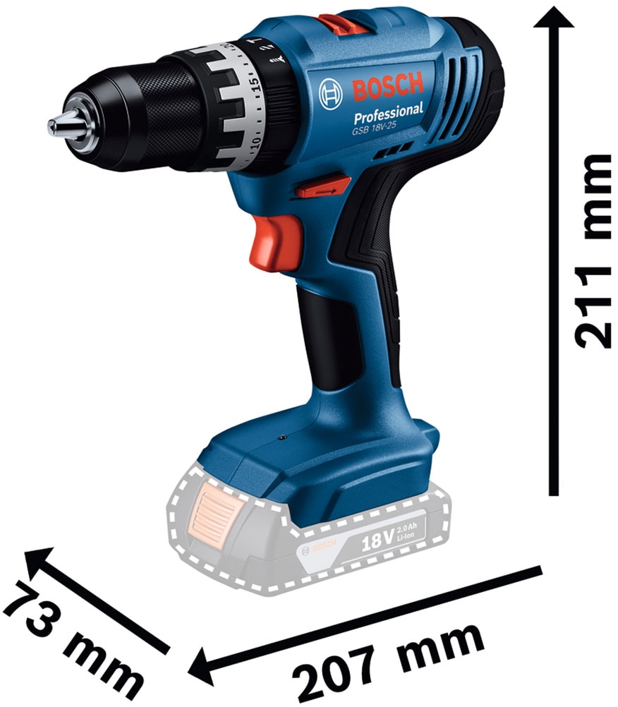 Bosch Professional Akku-Schlagbohrschrauber »GSB 18V-25« Set,  inkl. 2 Akkus und Ladegerät