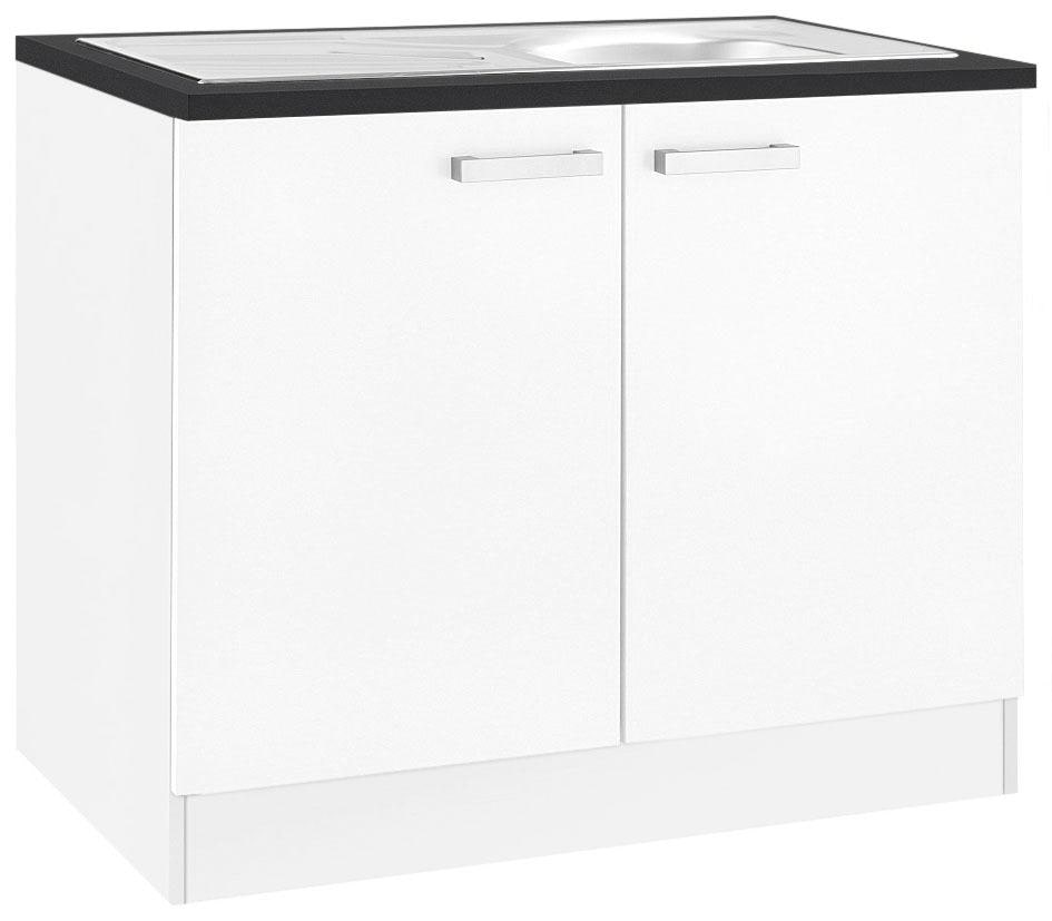 OPTIFIT Spülenschrank "Odense", 100 cm breit, mit 2 Türen, inkl. Einbauspüle aus Edelstahl