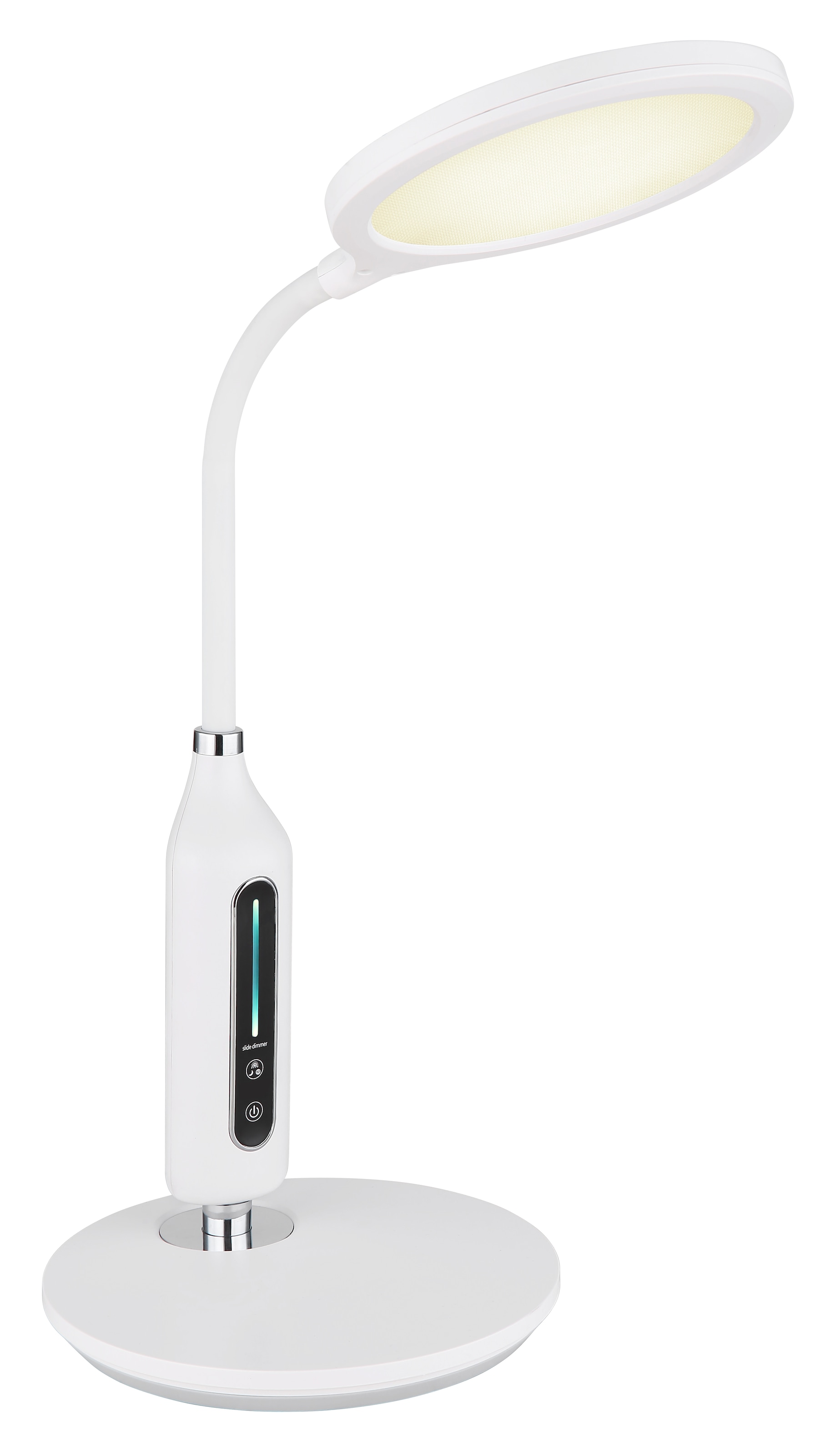 GLOBO LIGHTING Tischleuchte »FRUGGY« LED-Modul 1 Stk. Tischleuchte Weiß/Chrom, Touch dimmbar, Flexo, LED 9W