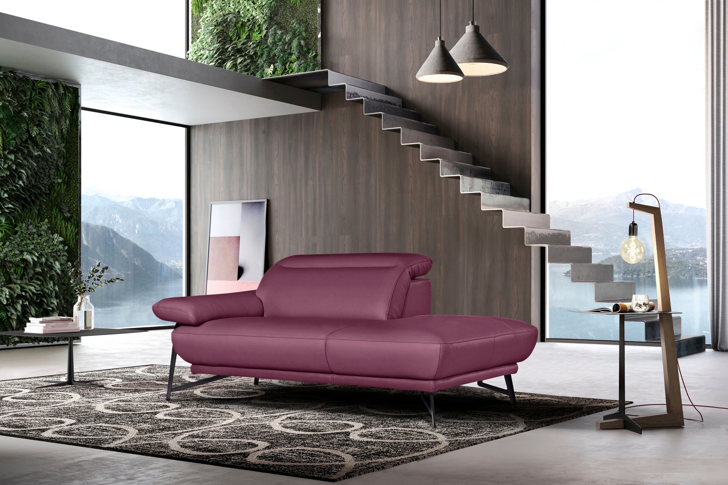 Egoitaliano Polstergarnitur »Anais, Design mit hohem Sitzkomfort für mehr Bequemlichkeit«, Set: bestehend aus Sofa und Ottomane, inkl. Kopfteilverstellung