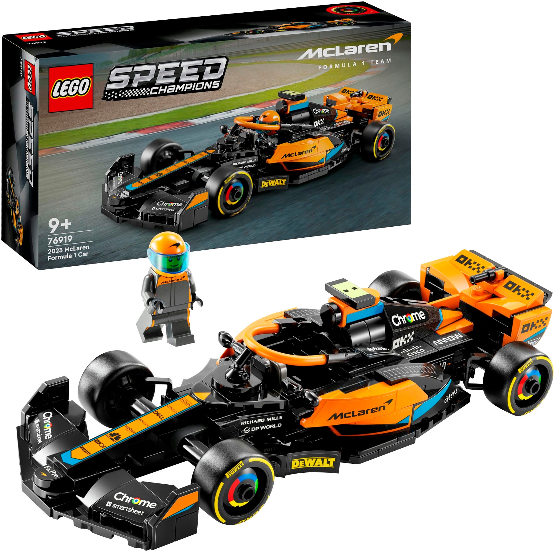 LEGO Kinder Konstruktionsspielsteine "McLaren Formel-1 Rennwagen 2023 (76919), LEGO Speed Champions", bunt, Kunststoff, Spielbausteine, Made in Europe