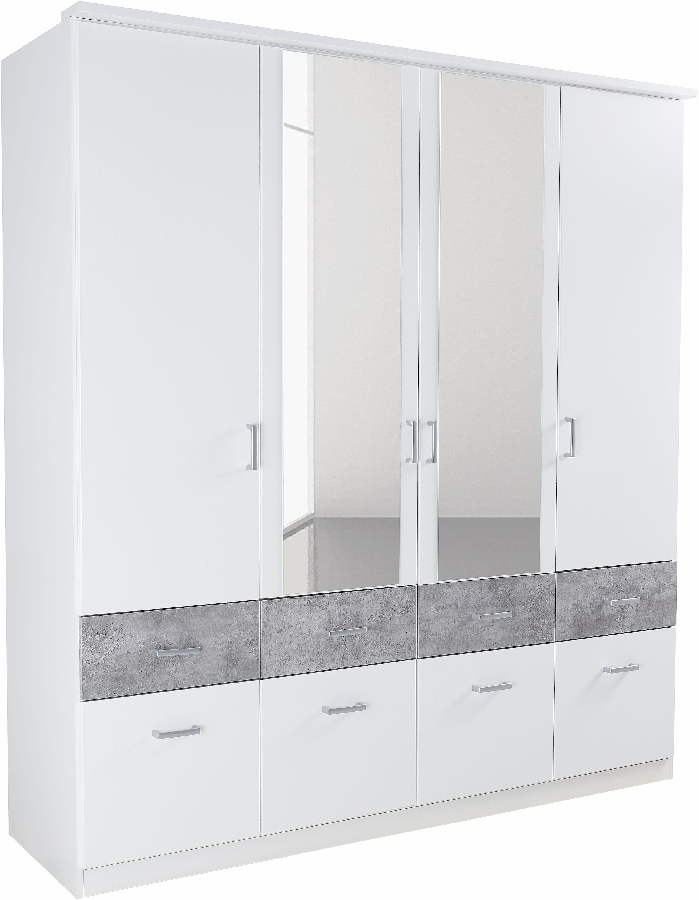 rauch Kleiderschrank "Kleiderschrank Schrank Garderobe deckenhoher Schrank BREMEN" optional mit Spiegel, Breiten: 91/136/181 cm, Höhe: 199 cm, in vielen Farbvariationen, inkl. Kranzblende MADE IN GERMANY