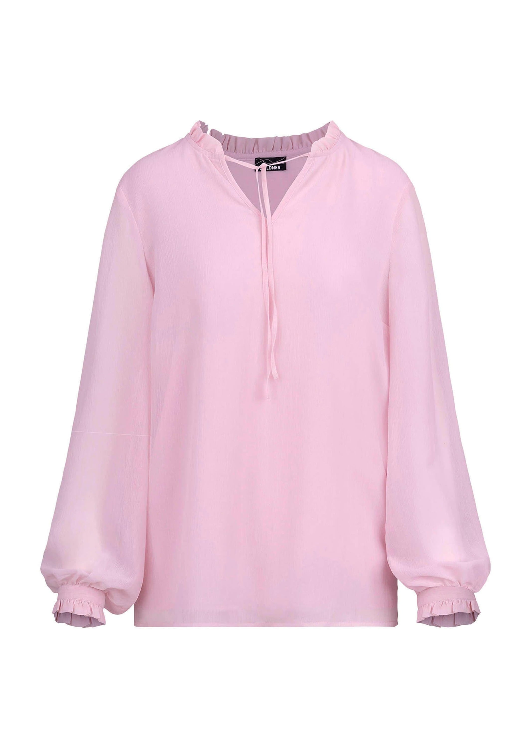 GOLDNER "Kurzgröße Feminine Bluse mit Rüschen" Stoffbändchen am Ausschnitt