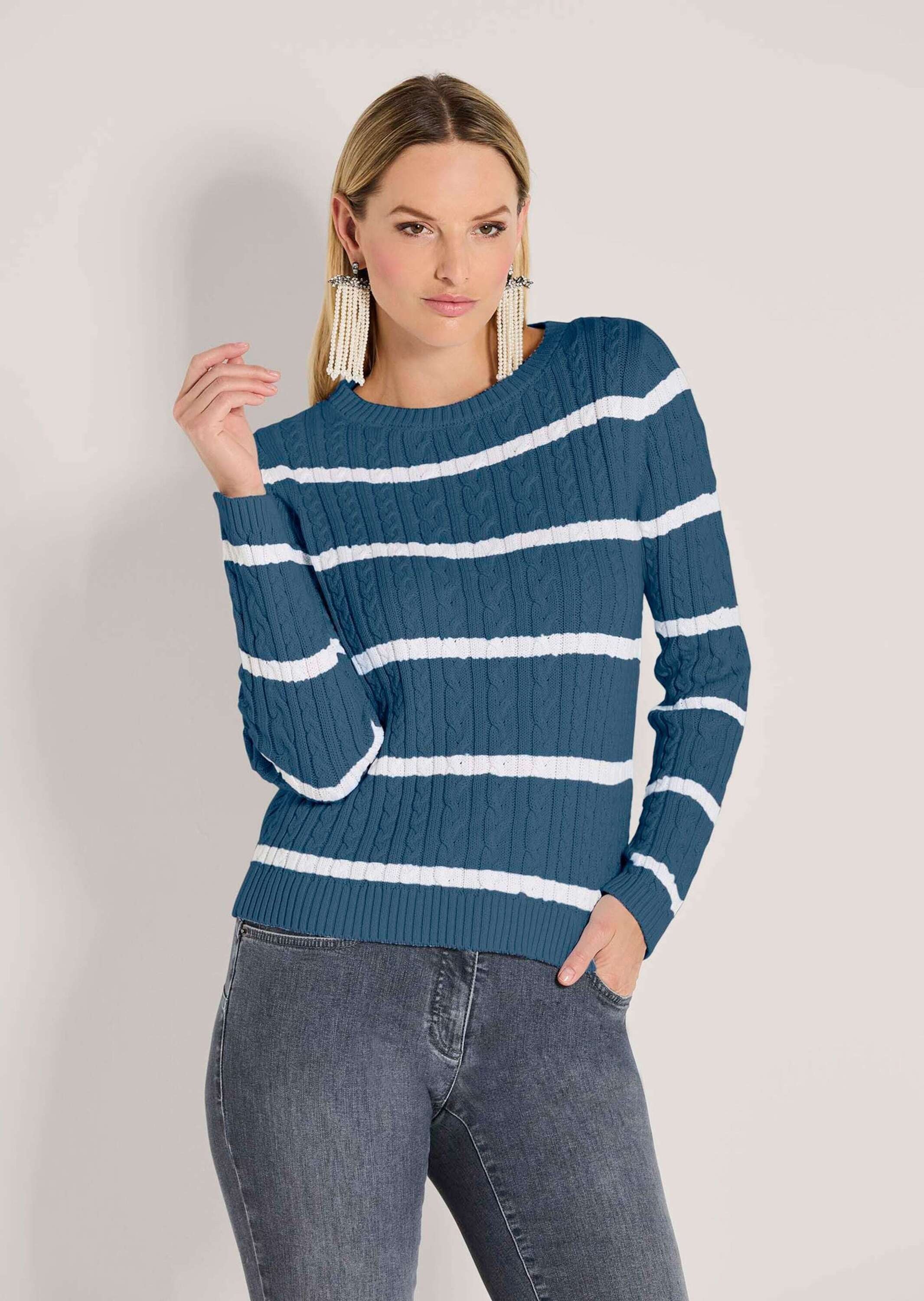 Madeleine Long Pullover White/Blue Size 48 2