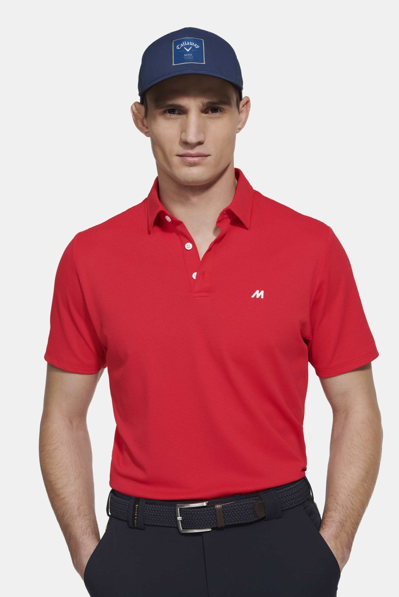 T-Shirt MEYER "Rory", Herren, Gr. XL, rot, 90% Polyamid, 10% Elasthan, unifarben, regular fit, V-Ausschnitt, gerader Abschluss, Shirts T-Shirt, High Performance, aus der Golf Serie