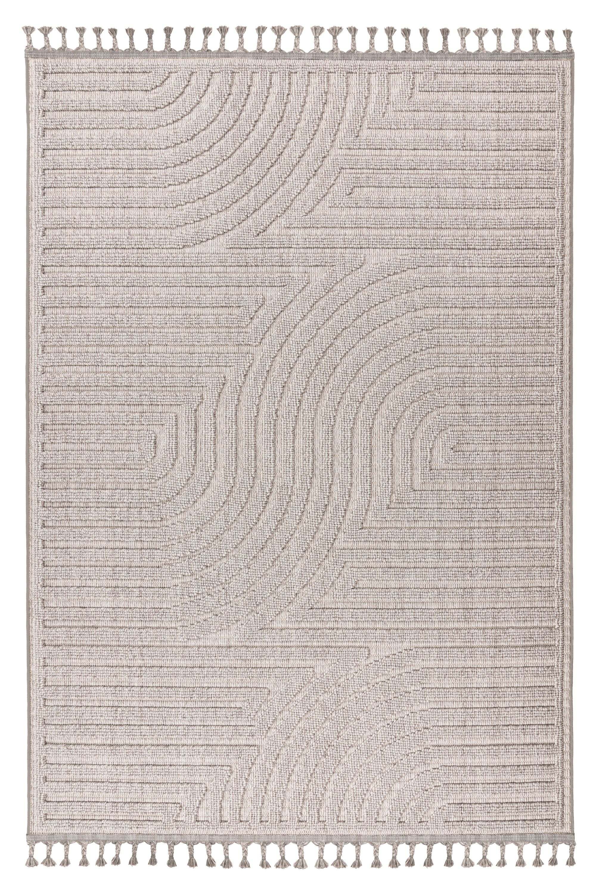 Kayoom Teppich "Reef 225" rechteckig 9 mm Höhe Kurzflor, Struktur, mit Fransen, Wohnzimmer