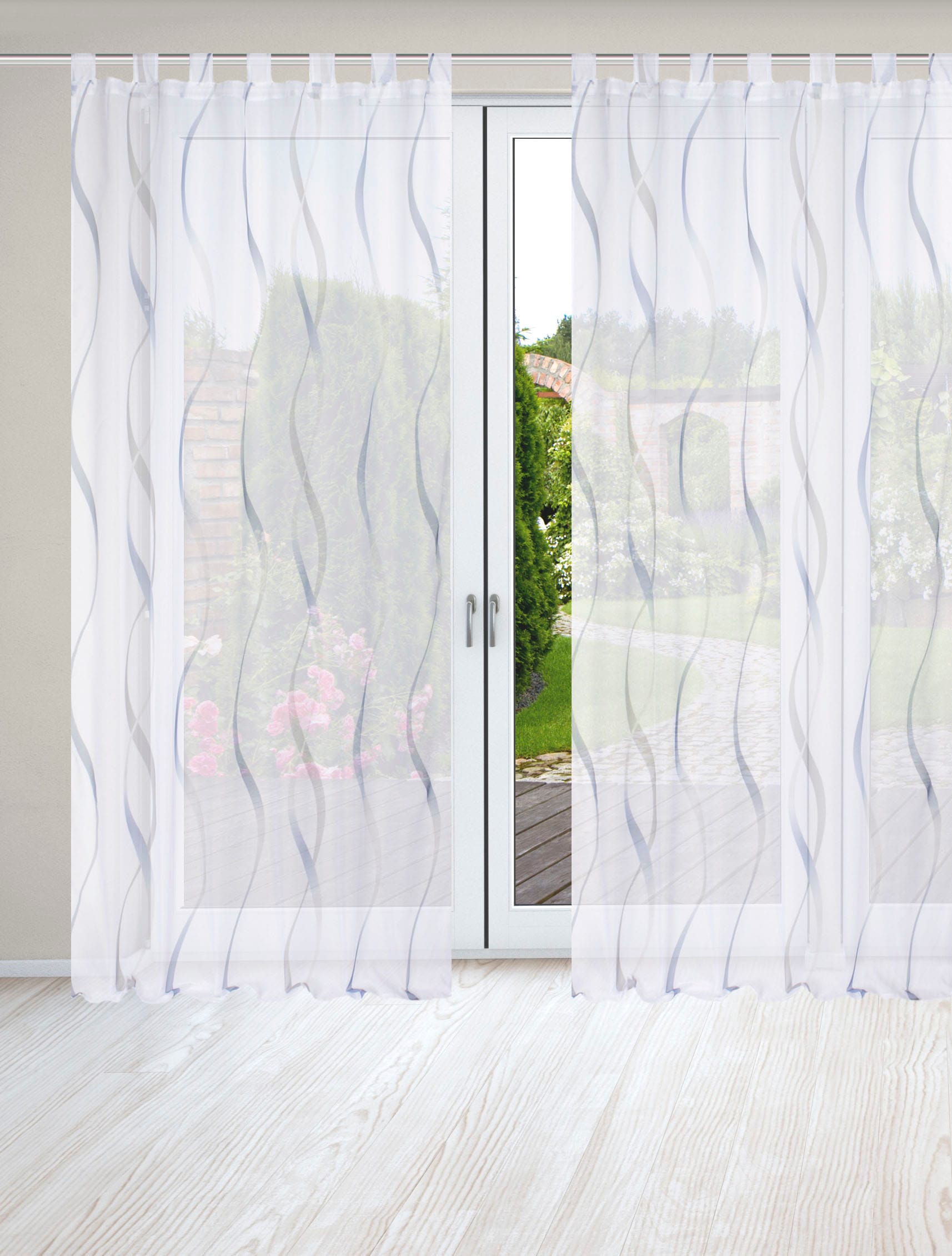 HOME WOHNIDEEN Vorhang »SCHLAUFENSCHAL«, (2 St.), 2er Pack Schlaufenschal bedruckt