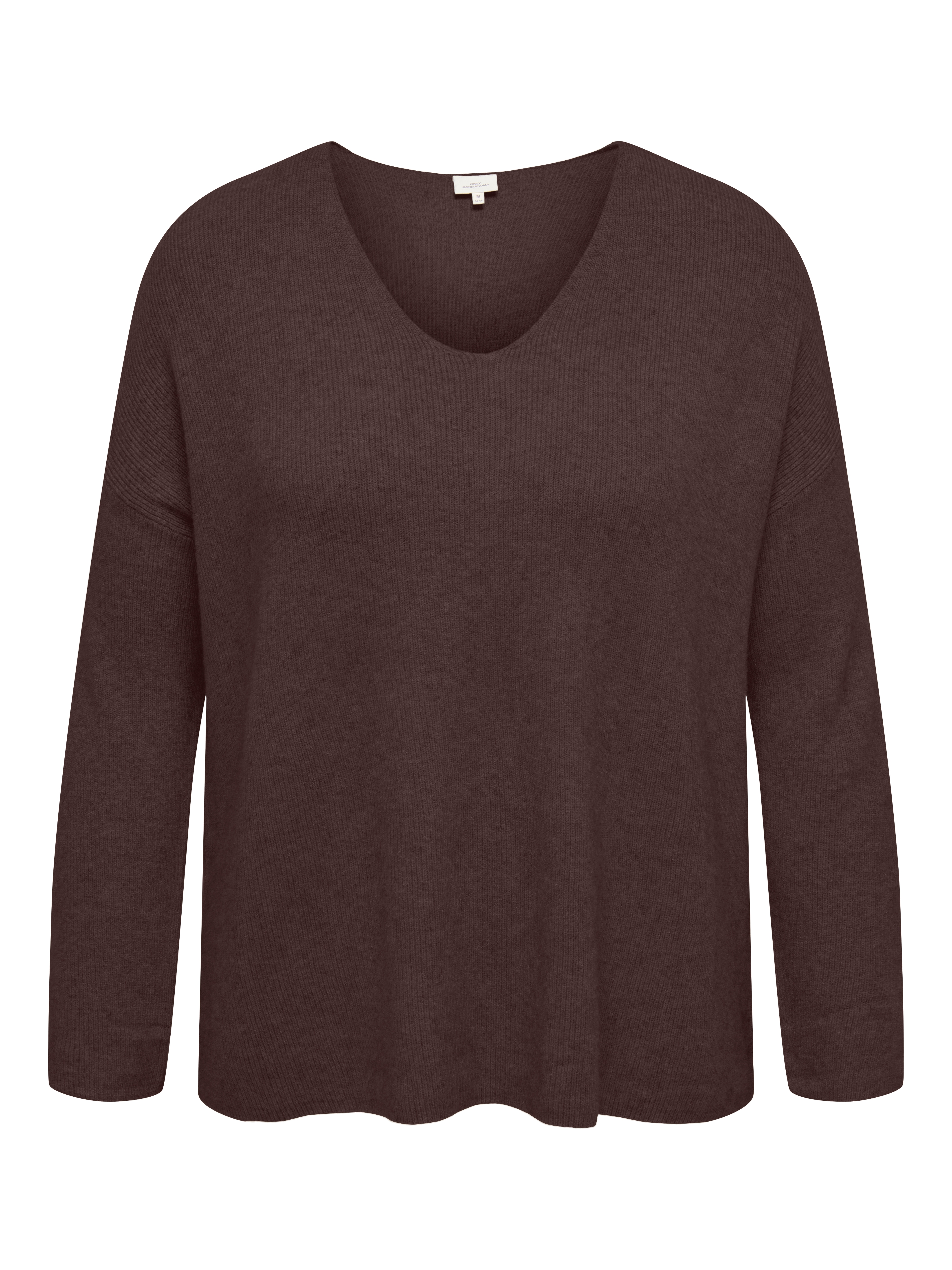 ONLY CARMAKOMA V-Ausschnitt-Pullover "CARIBI LS RIB LOOSE V-NECK CC KNT" Viskosemischung, regular fit