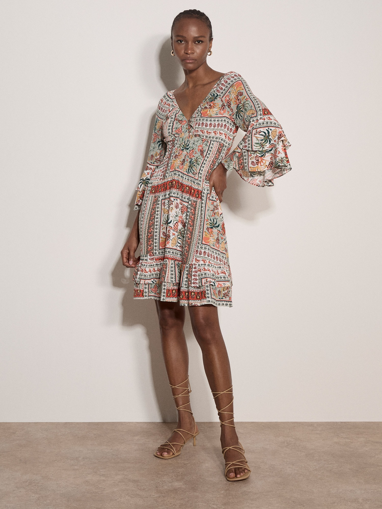 Apricot Minikleid "Patchwork Minikleid" mit Smokdetails
