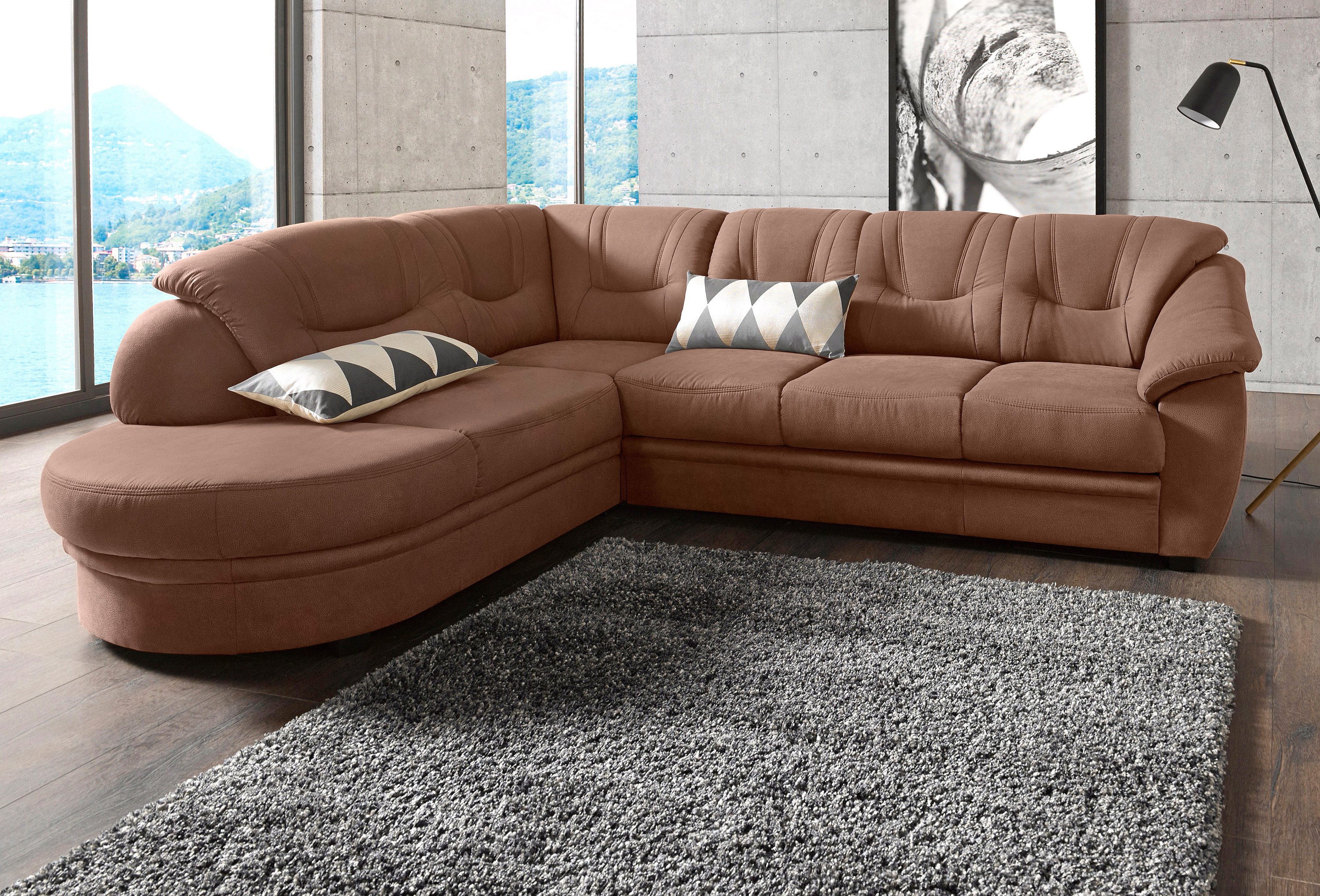 sit&more Ecksofa "Savona L-Form, B: 267 cm, Couch mit Federkern, Komfortsitzhöhe 46 cm" optional mit Schlaffunktion