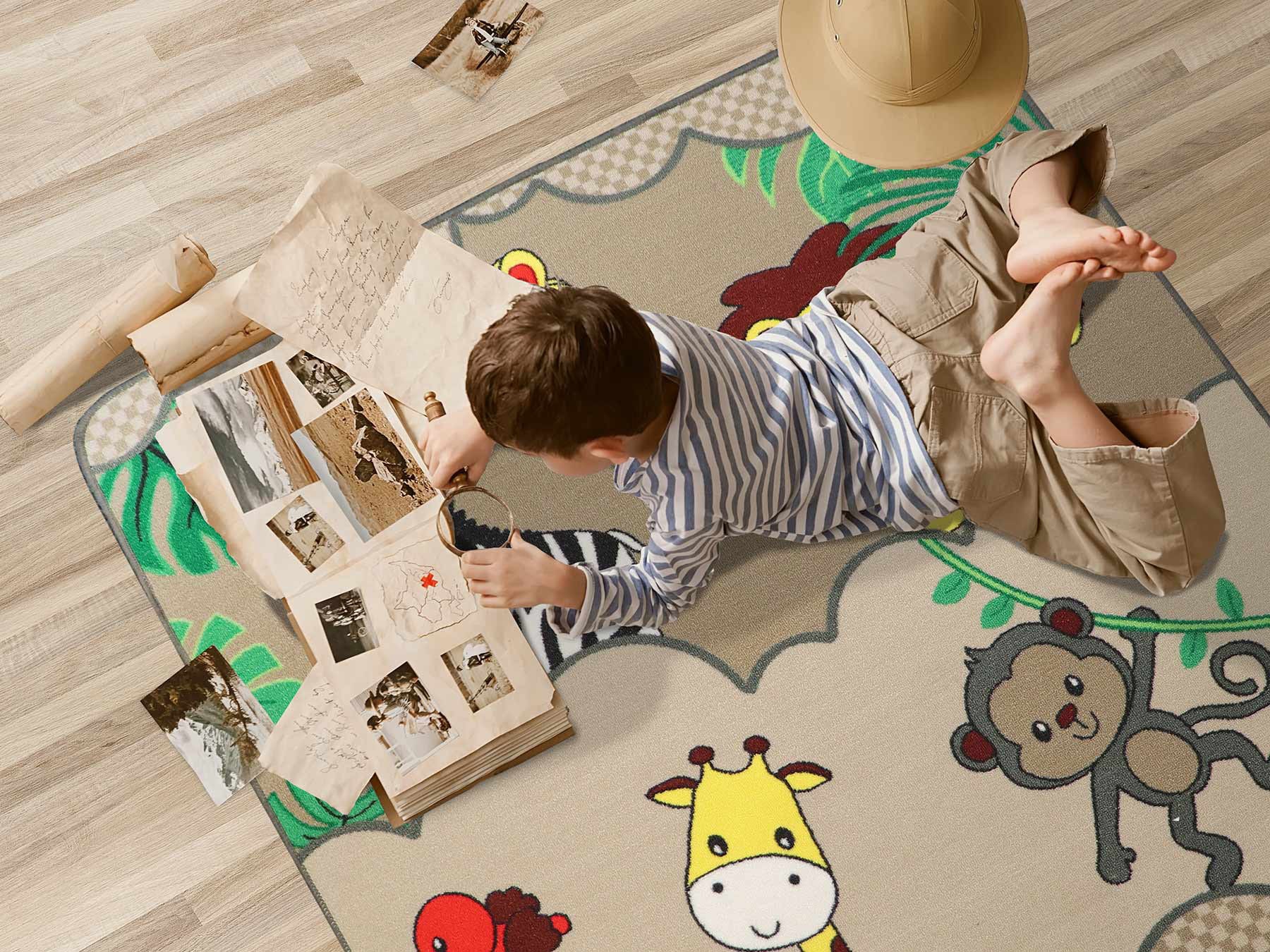 Primaflor-Ideen in Textil Kinderteppich »SAFARI«, rechteckig, 5 mm Höhe, Motiv Tiere der Savanne, Kinderzimmer