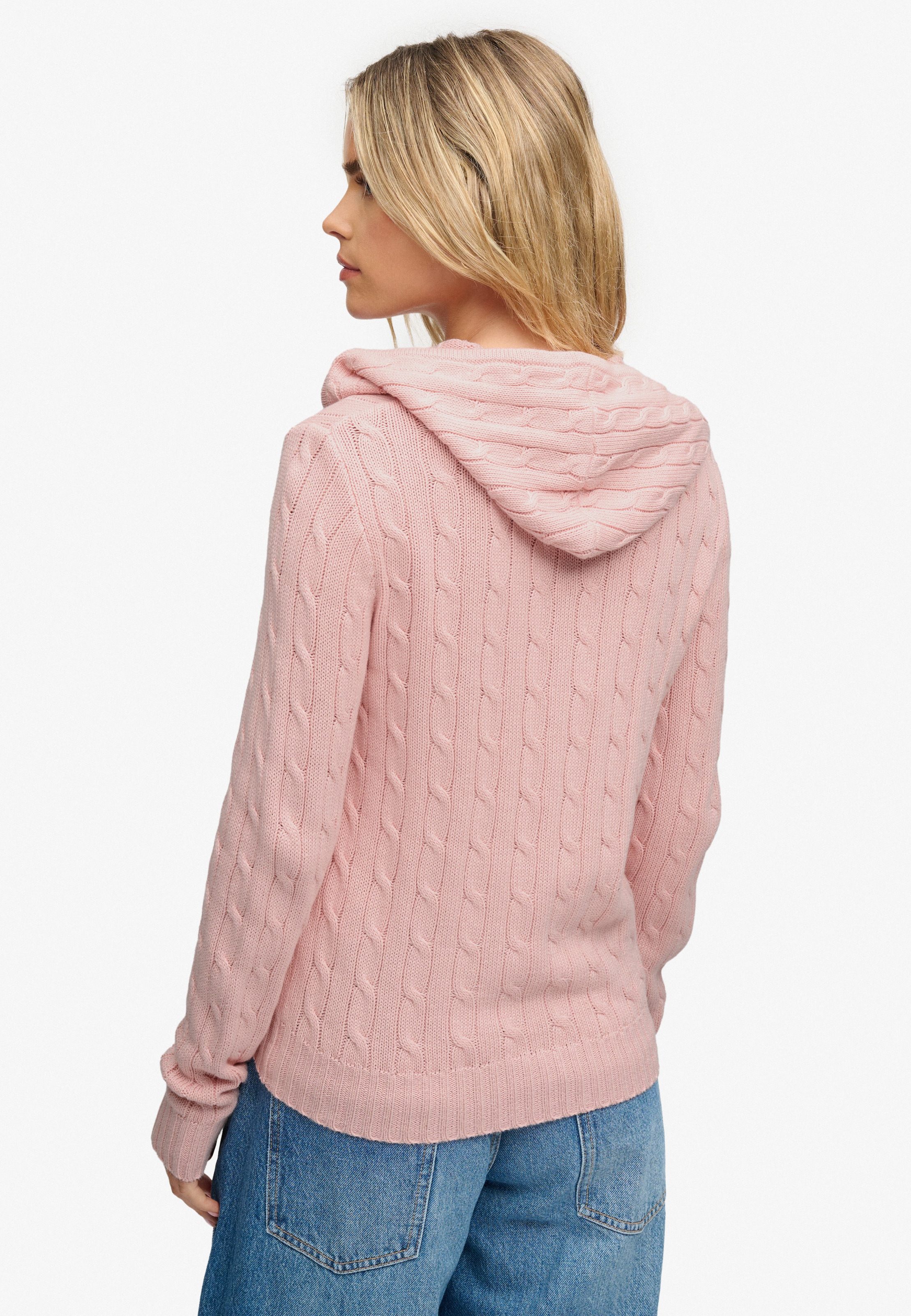 Superdry Kapuzenstrickjacke »COTTON CABLE HOODIE« Baumwolle