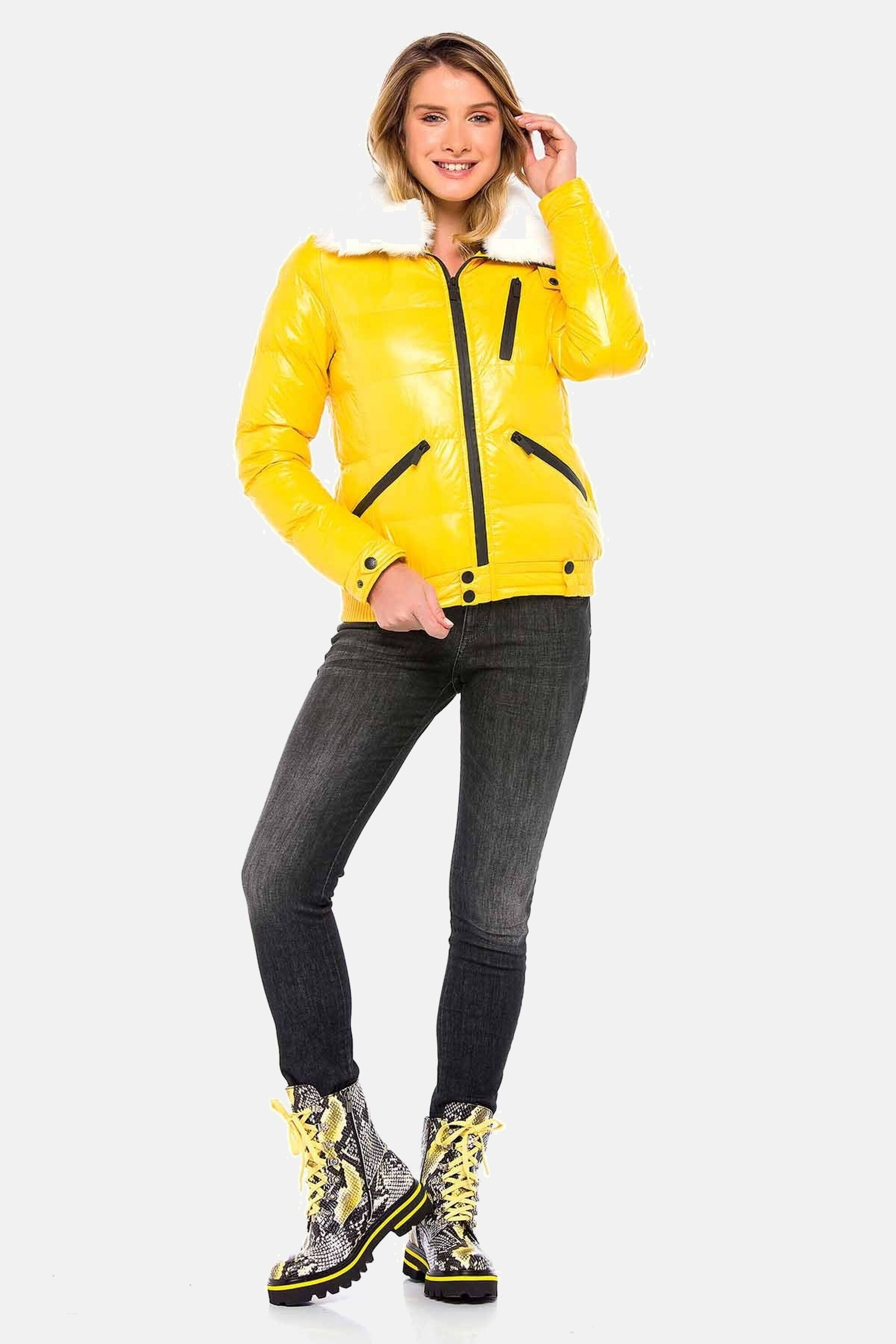 Cipo & Baxx Winterjacke »Winterjacke mit Kunstfellkragen«, ohne Kapuze, mit Kunstfellkragen, WM108
