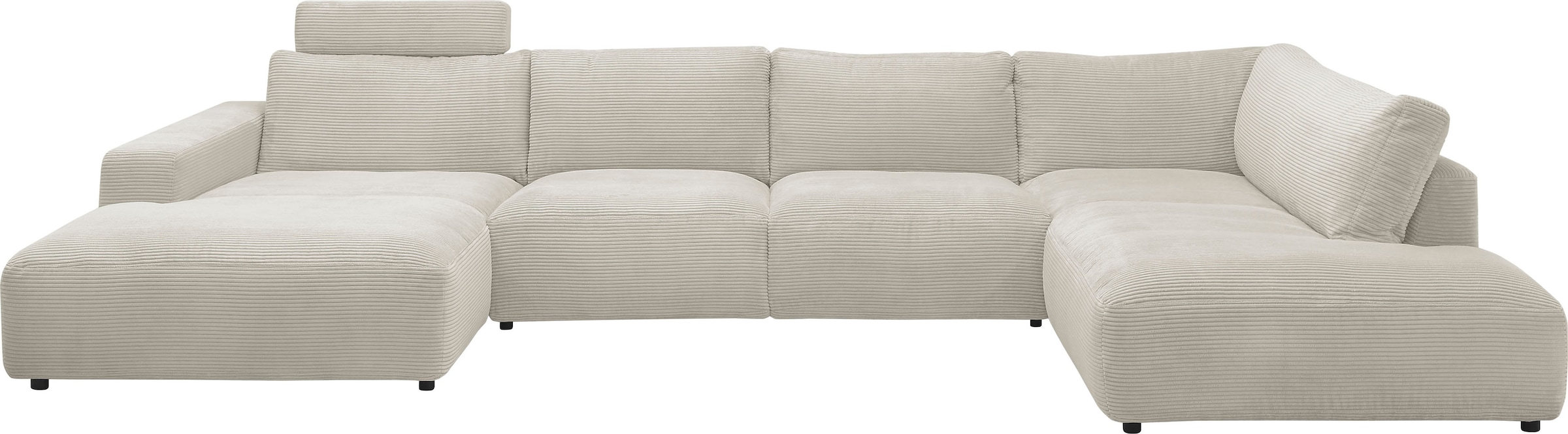 Wohnlandschaft MUSTERRING, B:434cm H:81cm T:204cm, grau, Sofas, "Lucia U-Form", Verschiedene Farben, inkl. Kopfstütze, Gesamtbreite 434 cm