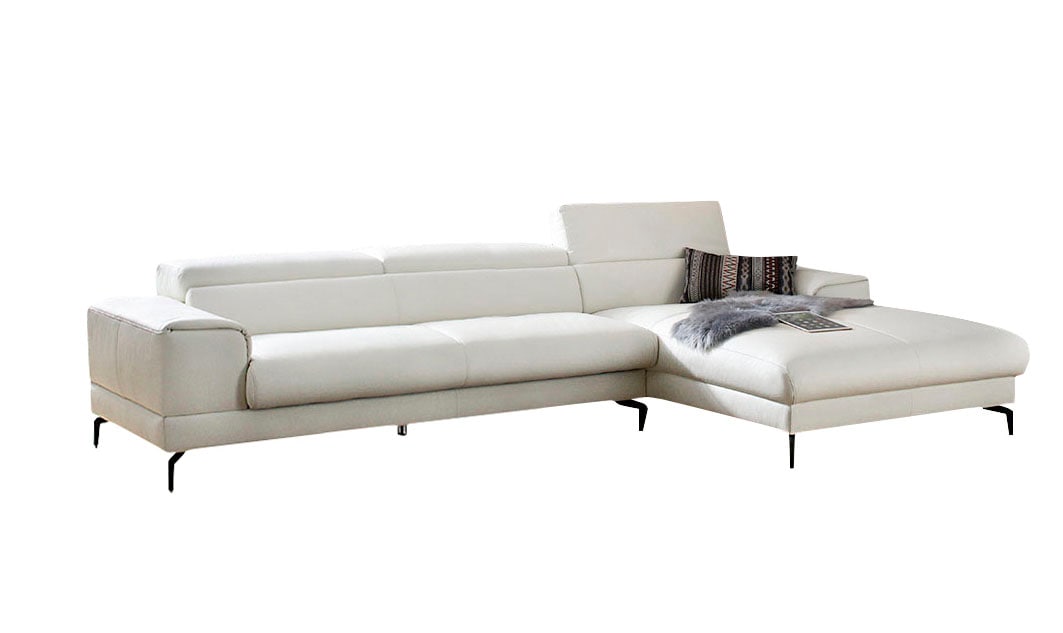 W.SCHILLIG Ecksofa »piedroo, Designsofa mit tollem Sitzkomfort, bequem, L-Form«, Kopfteilverstellung, wahlweise mit Sitztiefenverstellung, Breite 343cm