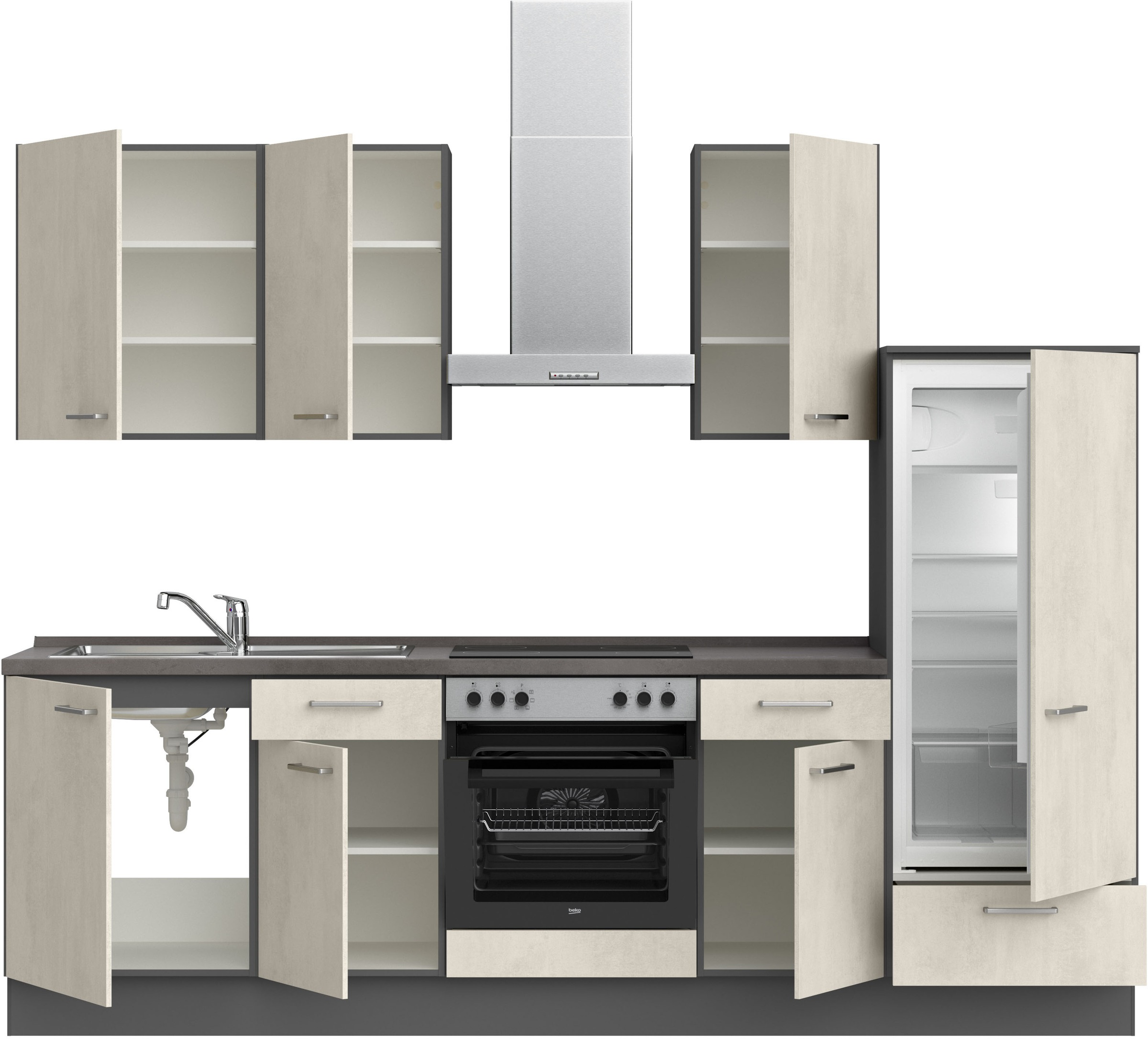 nobilia® Küchenzeile »"Riva I"«, vormontiert, Ausrichtung wählbar, Breite 270 cm, wahlw. mit E-Geräten