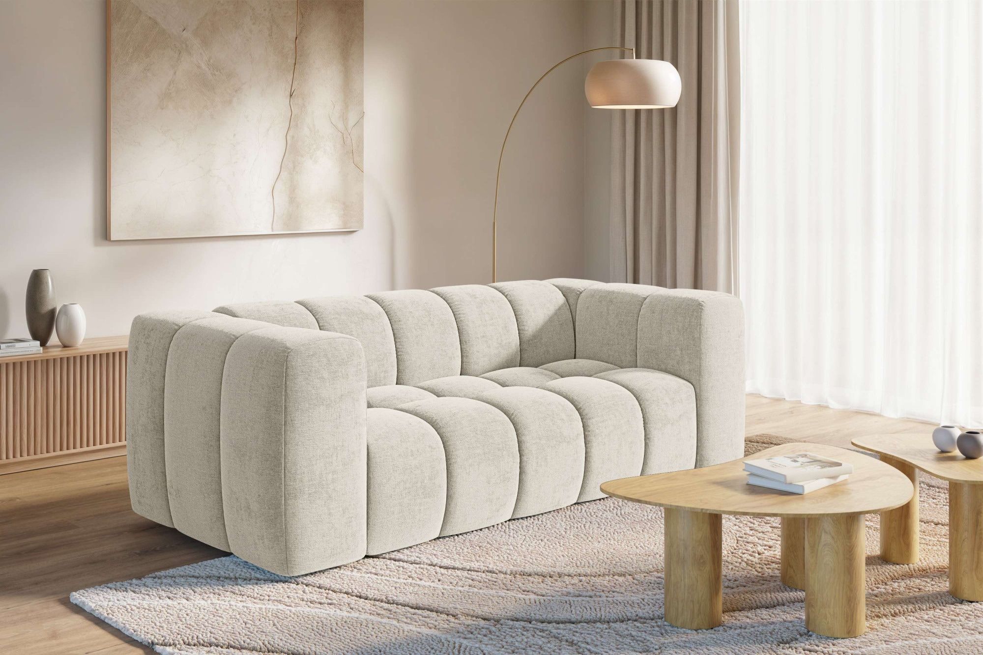 homsy by Ana Johnson 3-Sitzer ""L" BOUBELLE Design-Sofa, Bubble-Optik, Breite 217 cm" hoher Sitzkomfort dank Wellenunterfederung, L Sitztiefe 63 cm