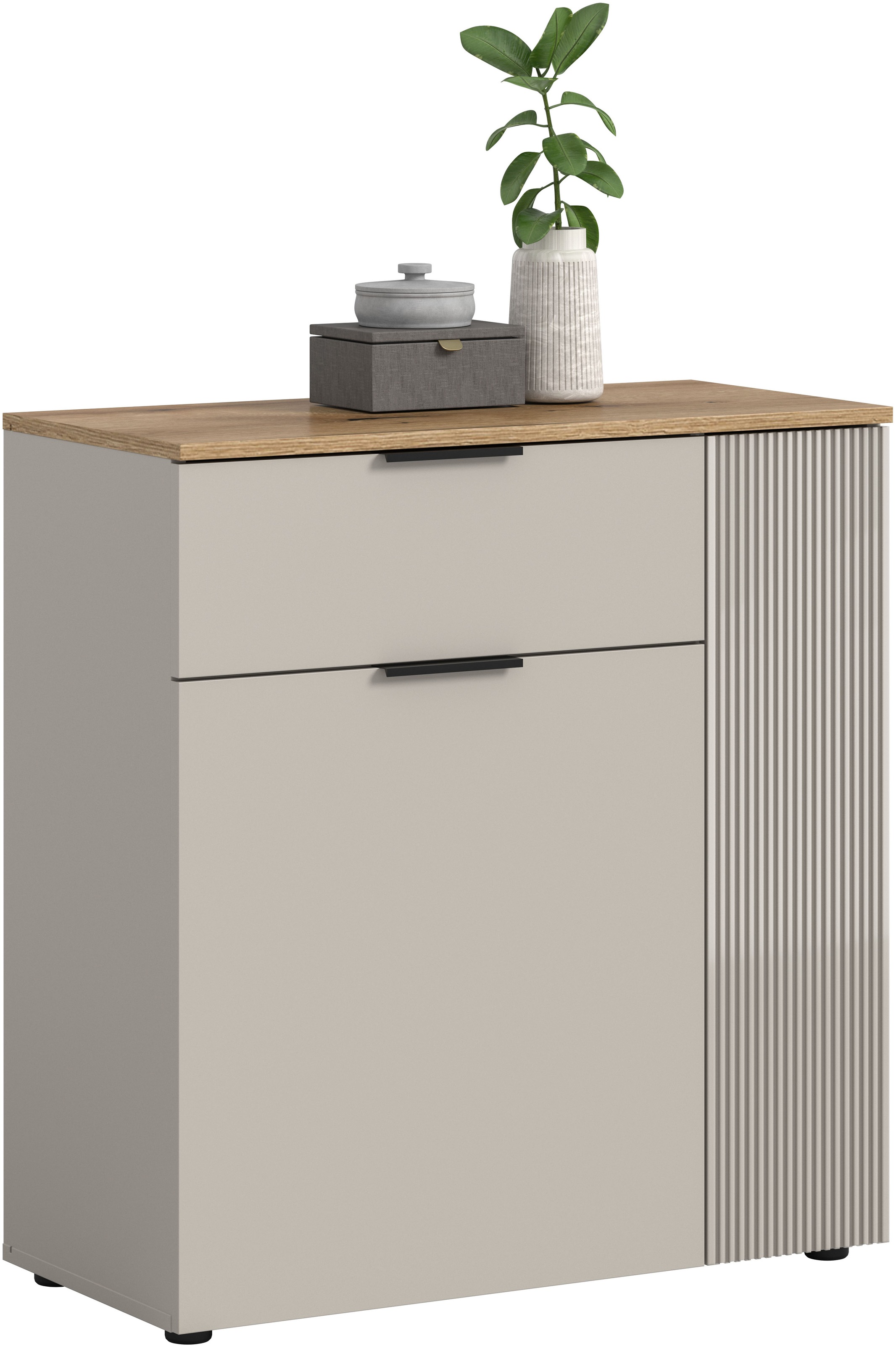Home affaire Kommode "EDIL, Breite 80 cm, 2 Türen, 1 Schubkasten, 1 Einlegeboden, 3 Fächer" Garderobenschrank, Schuhschrank, Schuhkommode, Sideboard, Anrichte