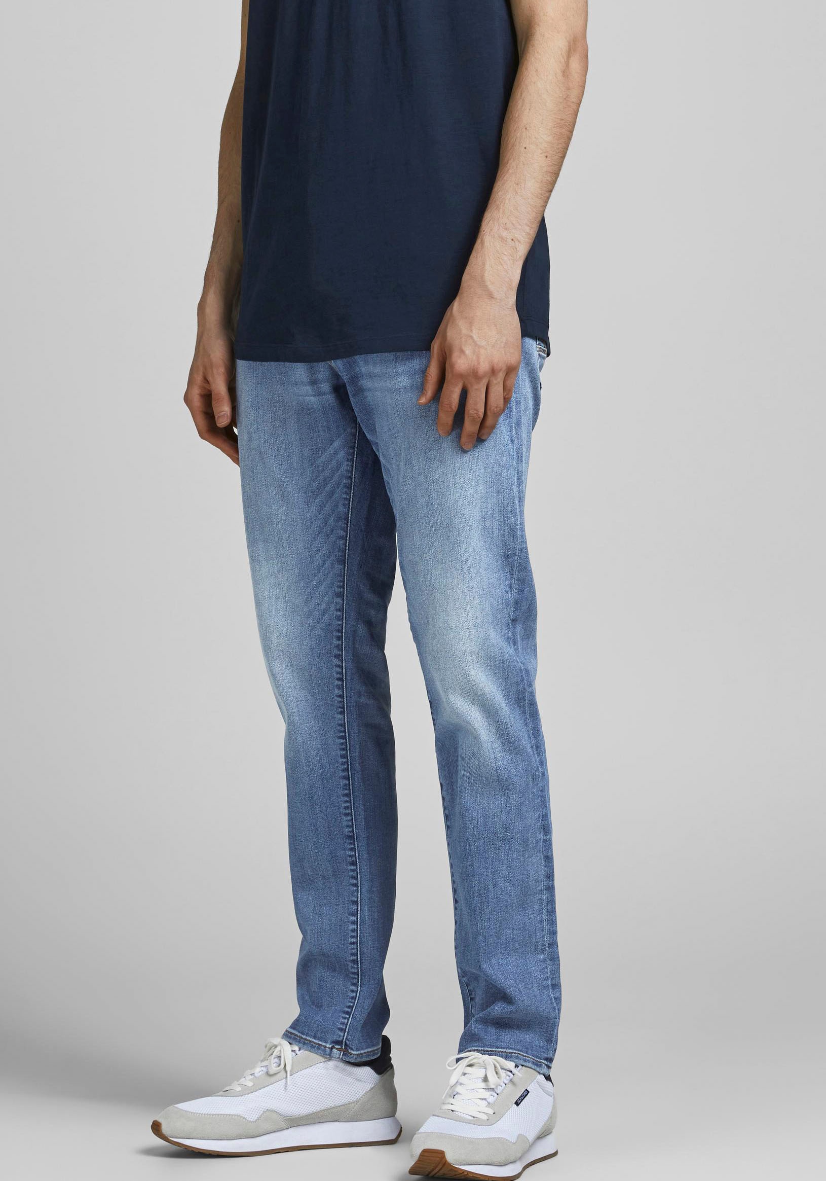 Jack & Jones Slim-fit-Jeans "JJIGLENN – Jeans mit Gürtelschlaufen und Used- günstig online kaufen