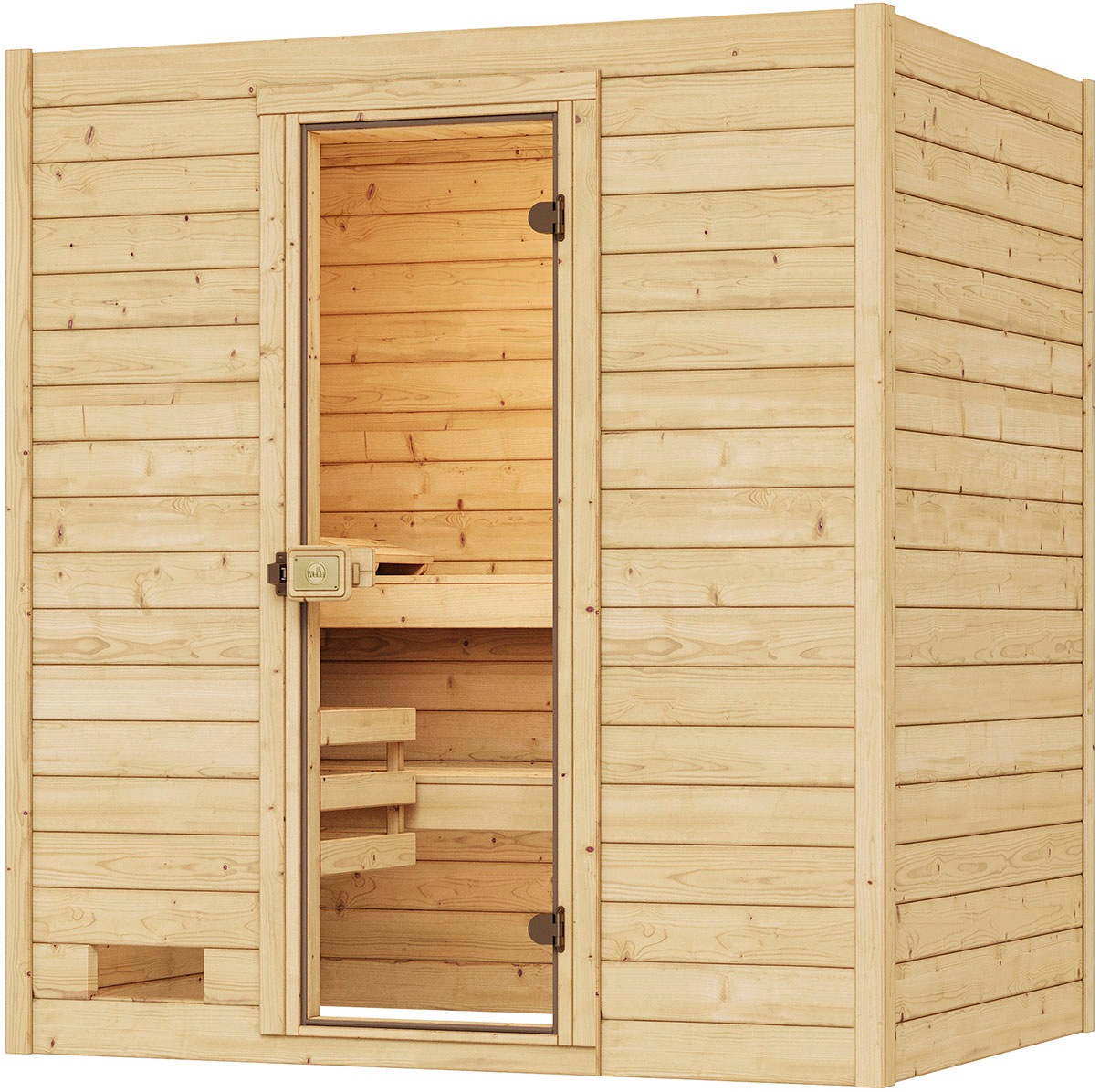 weka Sauna »Massivholzsauna VALIDA 2«, Blockbohlen, moderne Ganzglastür