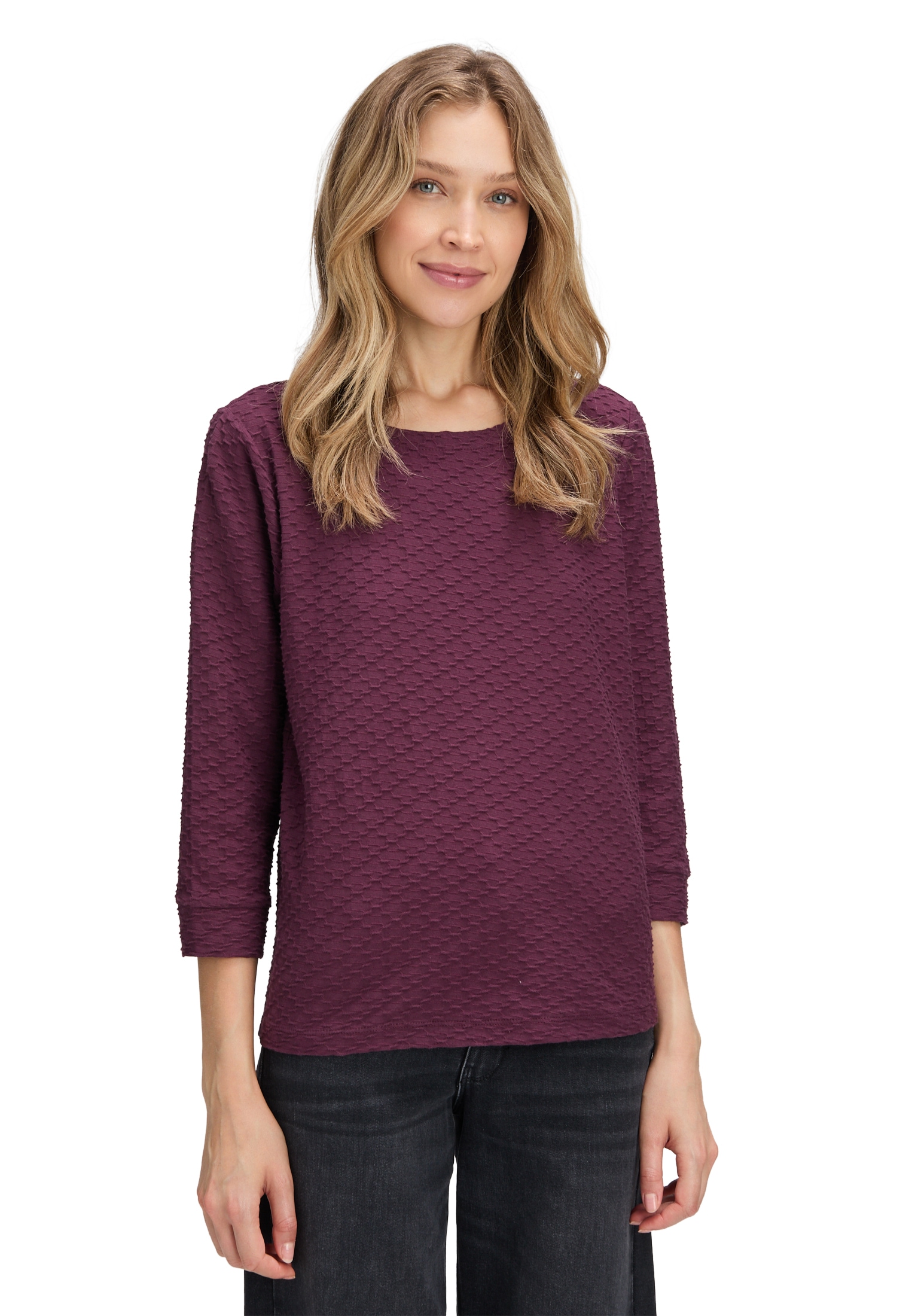 Betty&Co 3/4-Arm-Shirt "Damen Strukturshirt mit Rundhalsausschnitt" 1 Stk. günstig online kaufen