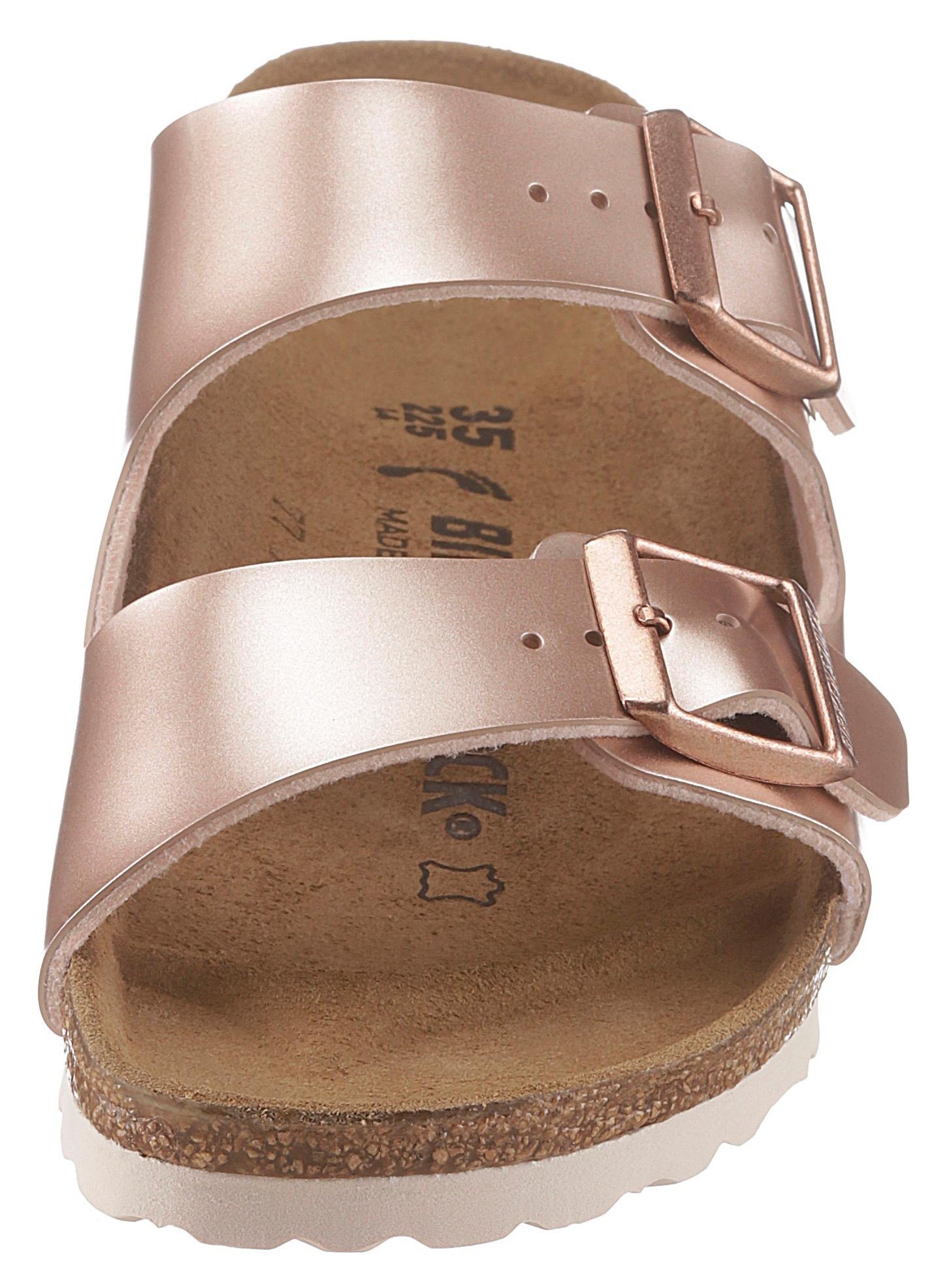 Birkenstock Pantolette »ARIZONA BF ELECTRIC METALLIC«, in toller Metallic-Optik und schmaler Schuhweite